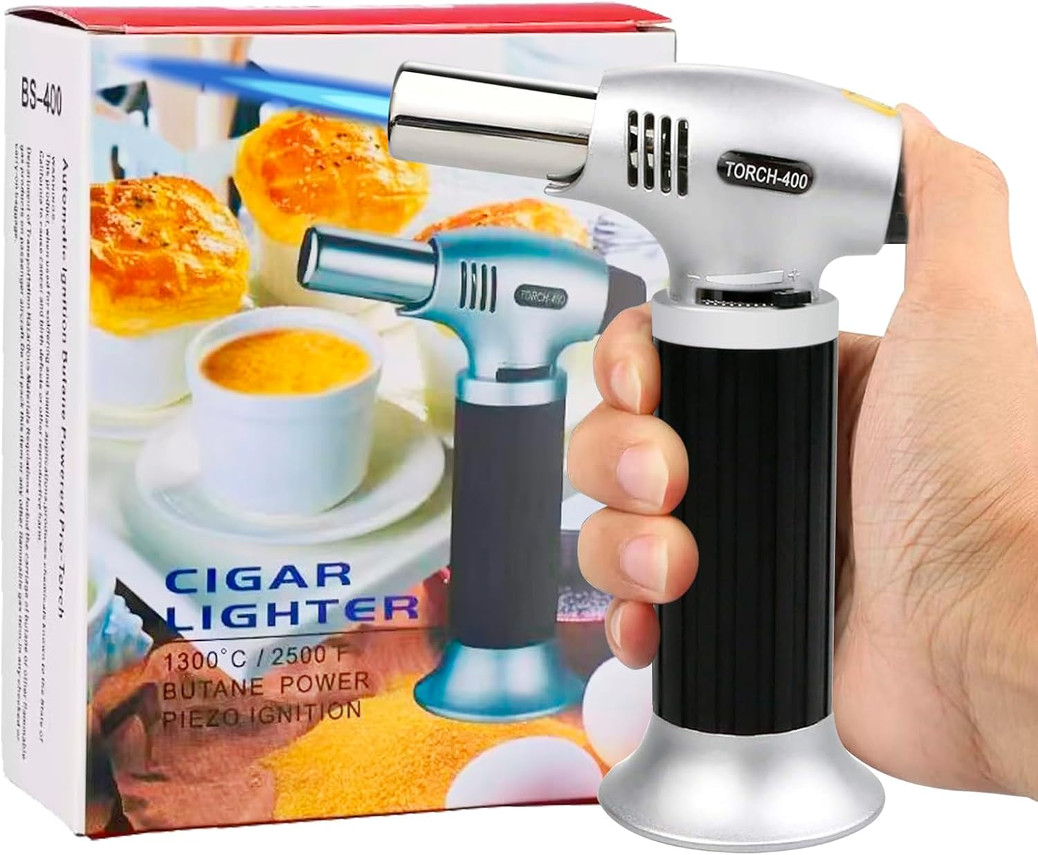 Ideapro Butane Torch, Chef Cooking Torch Refillable Adjustable Flame Kitchen Torch with Safety Lock for Baking, BBQ, Creme Brulee, Soldering image number 2