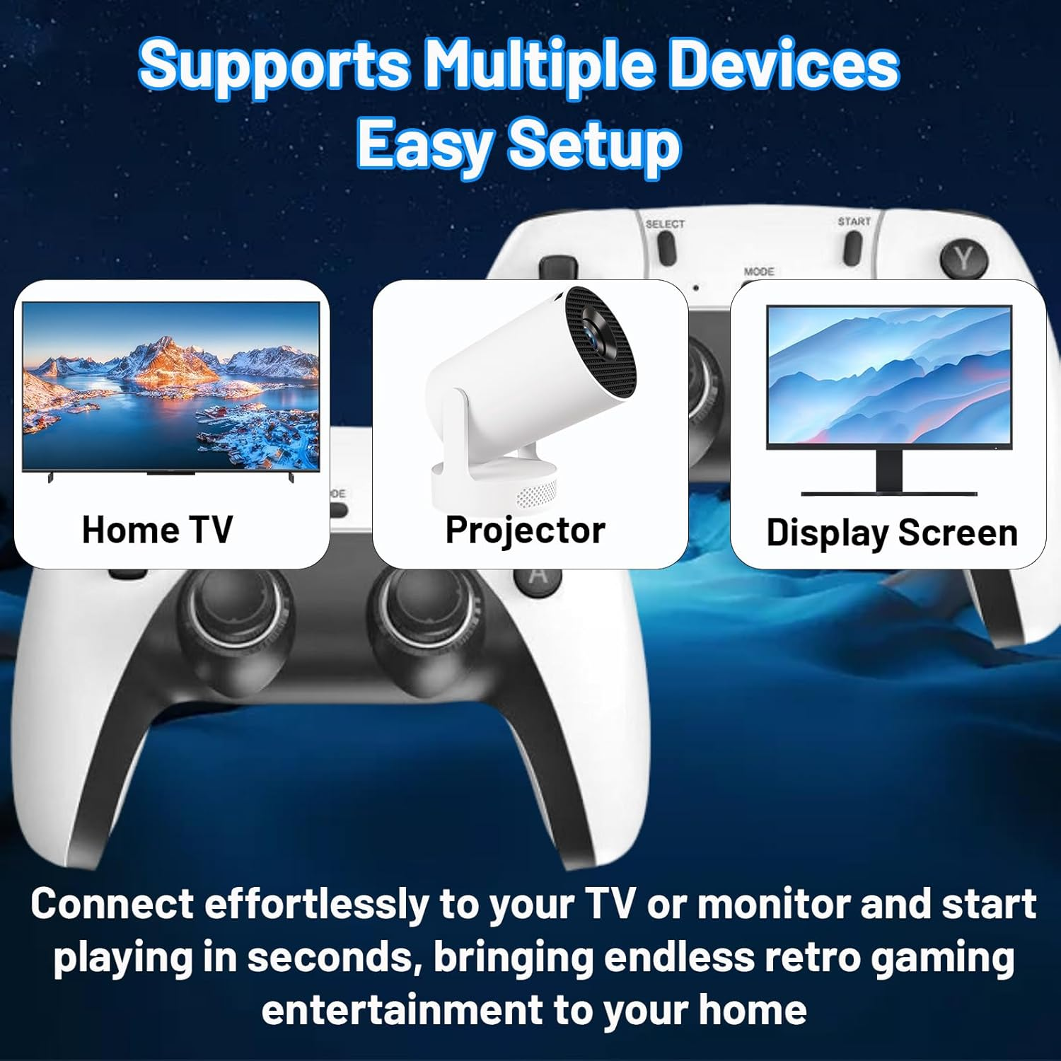4K Retro Game Stick, Wireless Retro Game Console with 42000+ Games, 2.4G HDMI Output, 4K Video Gaming Stick with Two Controllers, for Home and Party (128GB/42000+) image number 1