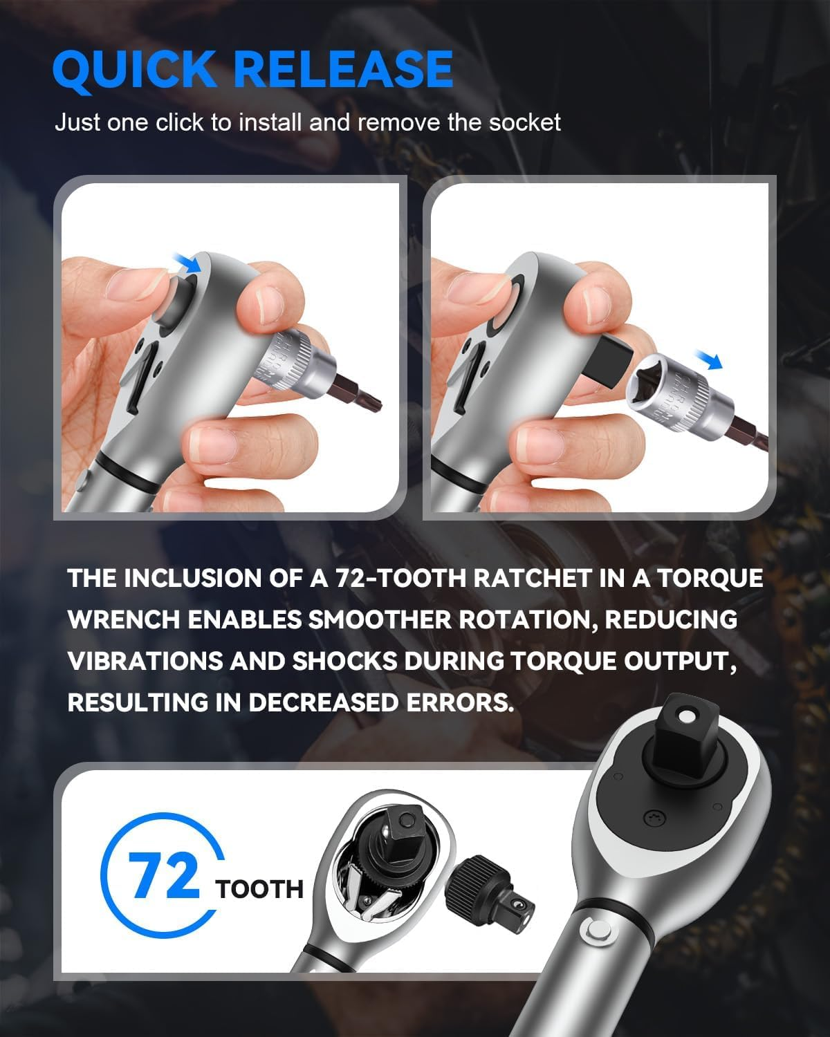 GOYOJO 3/8-Inch Drive Precision Torque Wrench, 5-60Nm/3.7-44.3Ft.Lb, Dual-Direction, Adjustable Mechanic'S Tool for Professional Automotive Maintenance & Repair image number 5