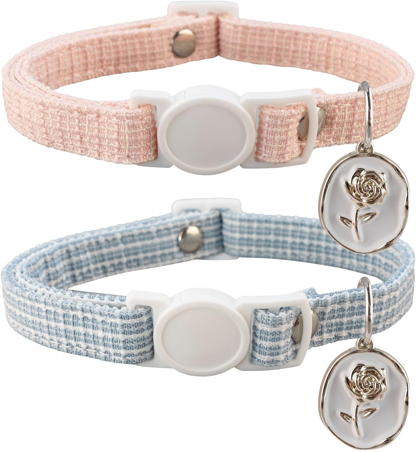 Chanel'S Style Cat Collar, Premium Kitten Collar, Elegant Cat Collar with a Rose Charm, Safety Adjustable Ideal for Girl Cat Boy Cat image number 1