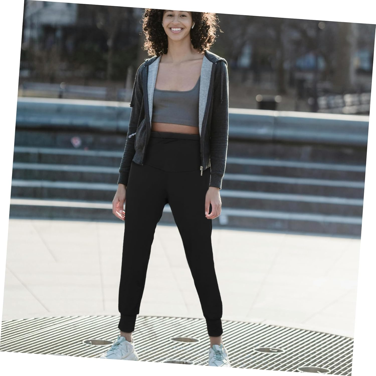 Pregnant Women Yoga Pants Summer Towels Grille Vents Sportswear Yoga Pants ' Accessories Pregnant Women'S Yoga Pants Ladies Crochet Maternity Workout Pants Black Polyester image number 5