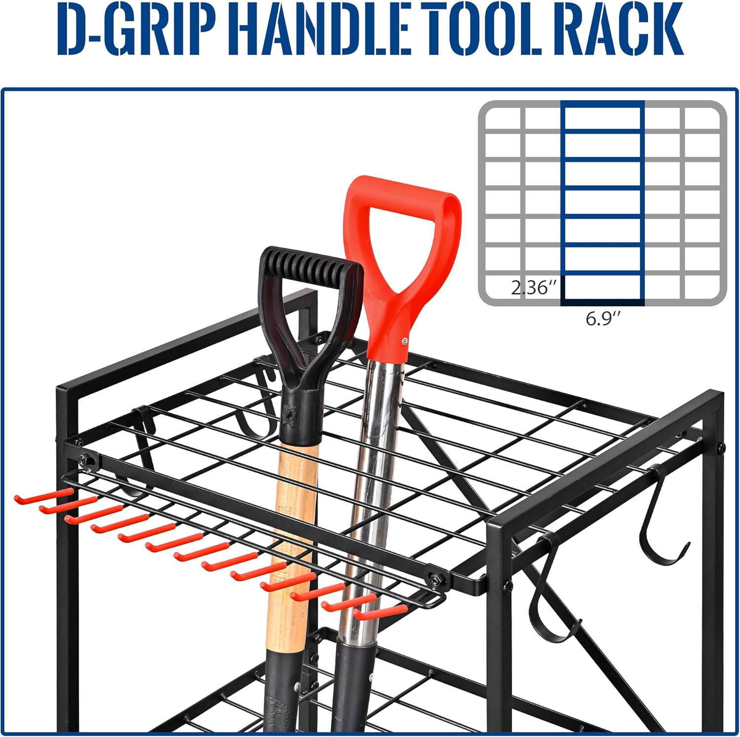 Mythinglogic Garden Yard Tool Organizer for Garage with Wheels, Yard Tool Racks Garage Organizers and Storage,Tool Holder for Garage Yard Shed, Garden Tool Stand image number 3