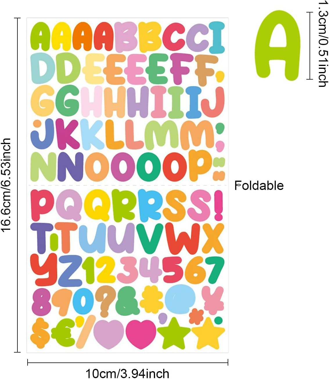 15 Sheets Letter Stickers, Self Adhesive Alphabet Stickers, Alphabet Stickers Alphabet Number Stickers Colorful Letter and Numbers Stickers Adhesive Letter Stickers for Children (Couleur)