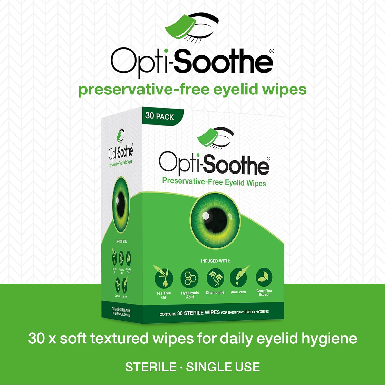 Opti-Soothe Preservative-Free Eyelid Wipes - Moist Towelette for Daily Eyelid Cleaning. Preservative-Free. Soothing, Moisturising, Natural Ingredients image number 4