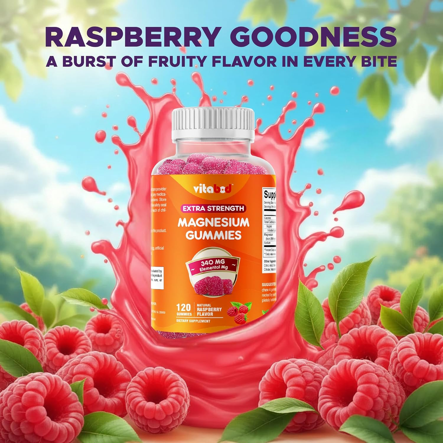 Extra Strength Magnesium Gummies, Supports Nerve Health, Bone Health, Muscle Health - 120 Gummies - (340 Mg of Elemental Magnesium from 2896 Mg of Magnesium Citrate / 4 Gummies)