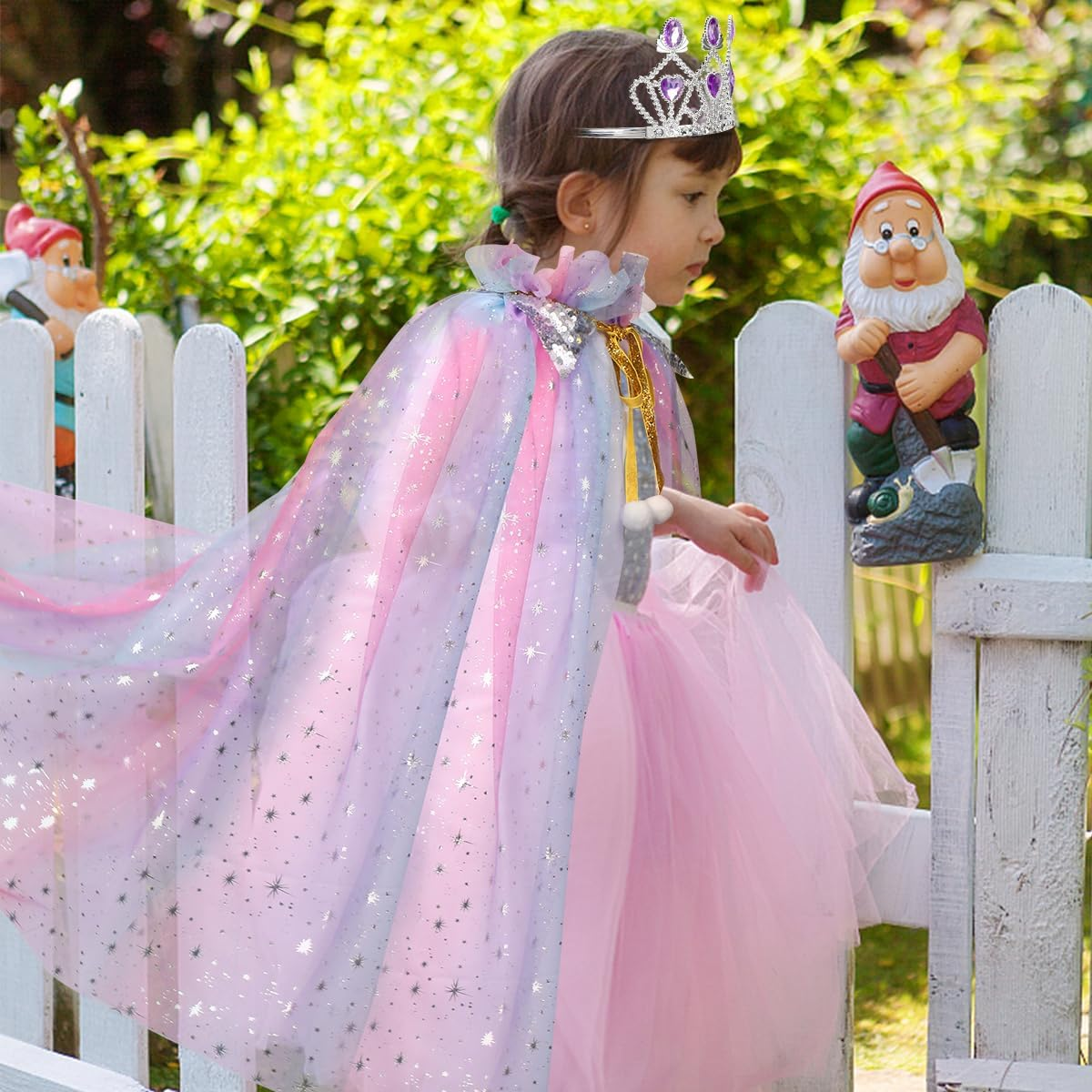 Meland Princess Dress up Clothes for Little Girl, 11Pcs Princess Cape with Crown, Princess Dresses for Girl 3-8 Birthday Gift