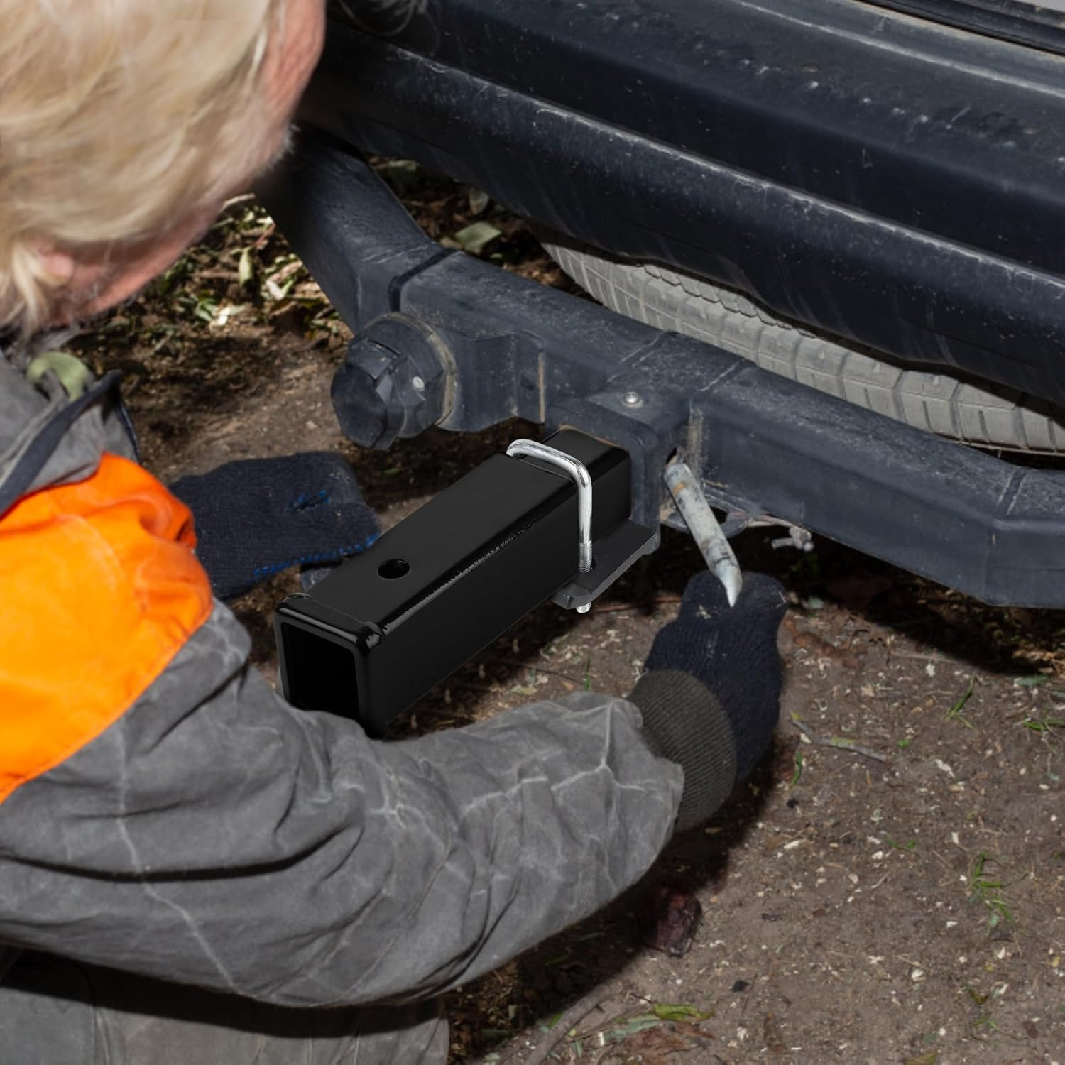 CPROSP 12'' Trailer Hitch Extension with Hitch Tightener anti Rattle Stabilizer, Fits for 2" Receiver Tube Tow Bar Steel Shank Heavy Duty 6000 Lbs, Hitch Extender with 5/8'' Pin Hole image number 4