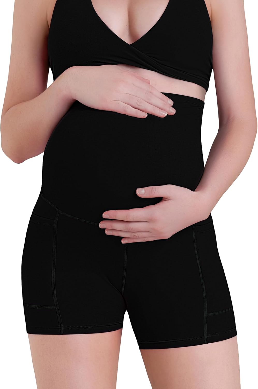 Sunzel Women'S Maternity Yoga Shorts with Pockets over the Belly Pregnancy High Waisted Comfy Stretchy Biker Workout Shorts image number 2
