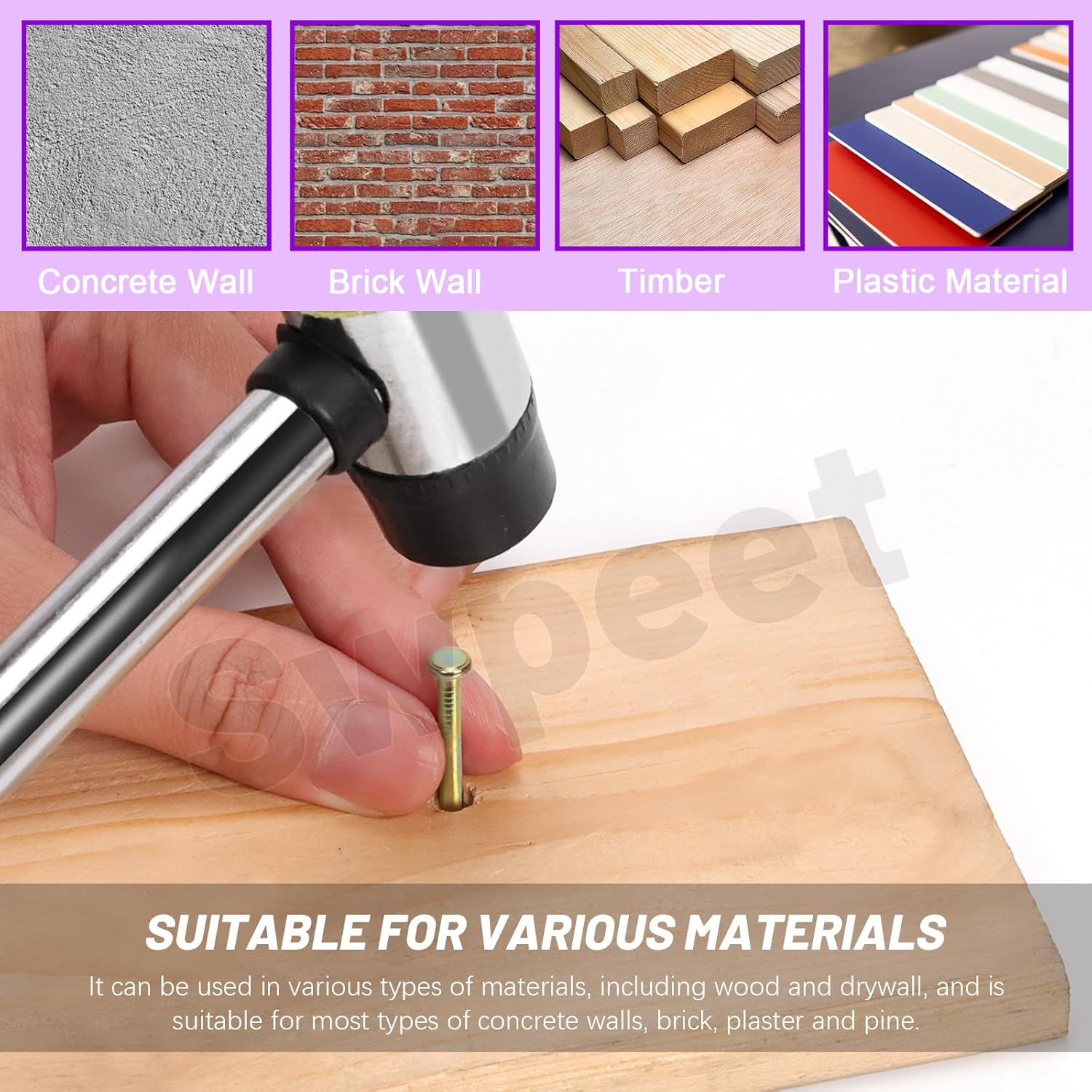 Swpeet 300Pcs 5 Sizes 3/4" 1-1/4" 1-3/5" 2" 2-3/8" Colored Zinc Hardware Nails Assortment Kit，Steel Nail, Galvanized Nails, Small Nails, Finishing Nails, Wall Nails, Wood Nails, Nails for Concrete image number 2