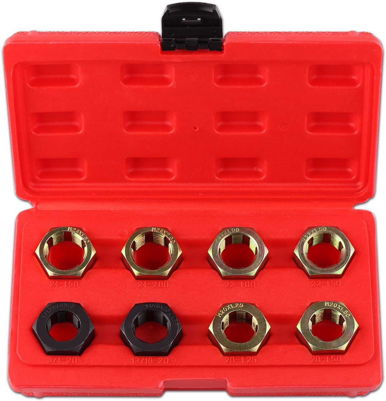 LEONTOOL 8 PCS Axle Spindle Thread Chaser Set, Thread Repair Kit High-Strength Thread Restorer Tool, Axle Spindle Fractional Cleaning and Rethreading Set Metric M20 M22 M24 & UNEF 13/16" 3/4" image number 5