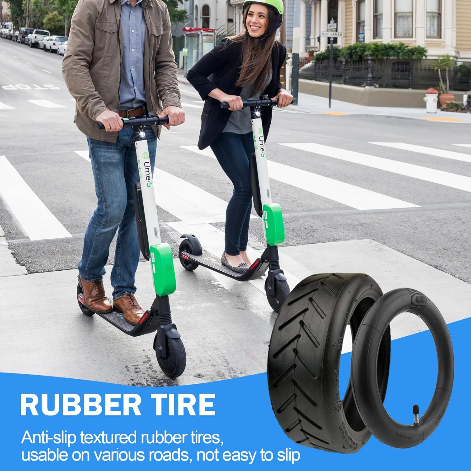 TINA.WIN M365 Tyres, 8.5 Inch Replacement Wheels Solid for Xiaomi Pro 2/M365 Pro/1S/3/3 Lite/Essential and All 8.5 Inch Electric Scooters, Explosion-Protected, Non-Slip, Puncture-Proof image number 4