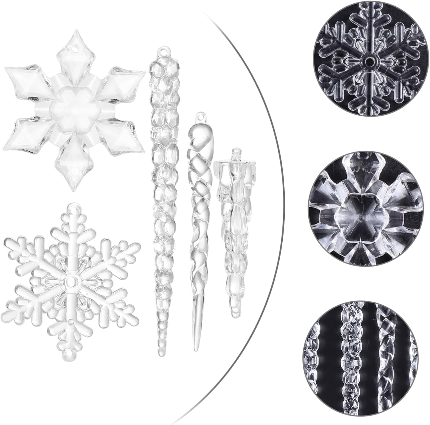 19Pcs Plastic Xmas Tree Drop and Snowflake Ornaments Hanging Pendants for Winter Party Wedding Home Decoration image number 6