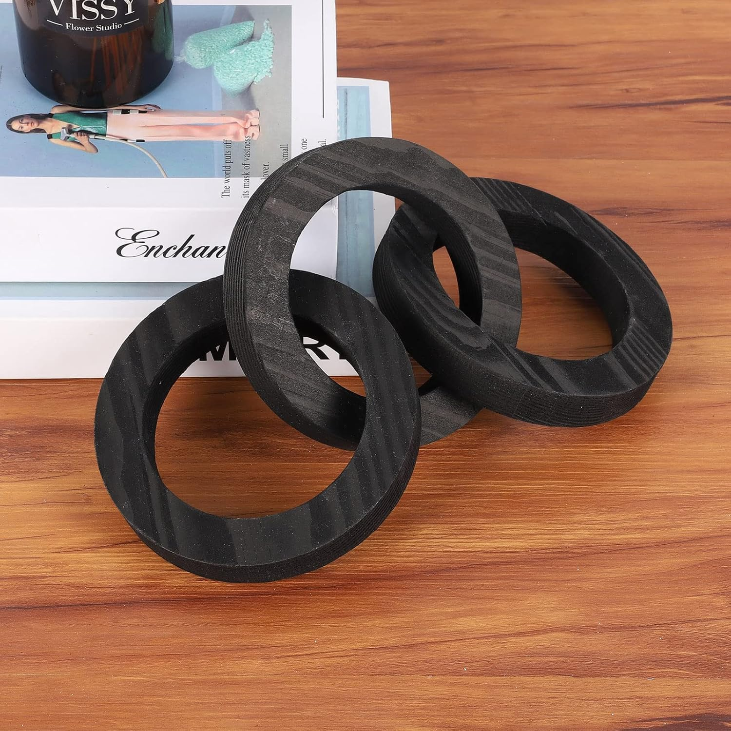 Wood Chain Link Decor 3-Link,8.3 Inch Length Wood Knot Decor,Wood Color Carved Decorative Chain Knot,Knot Decorative Object,Coffee Table Decor,Country Chain Knot Decor,Mom Gifts,Wooden Links