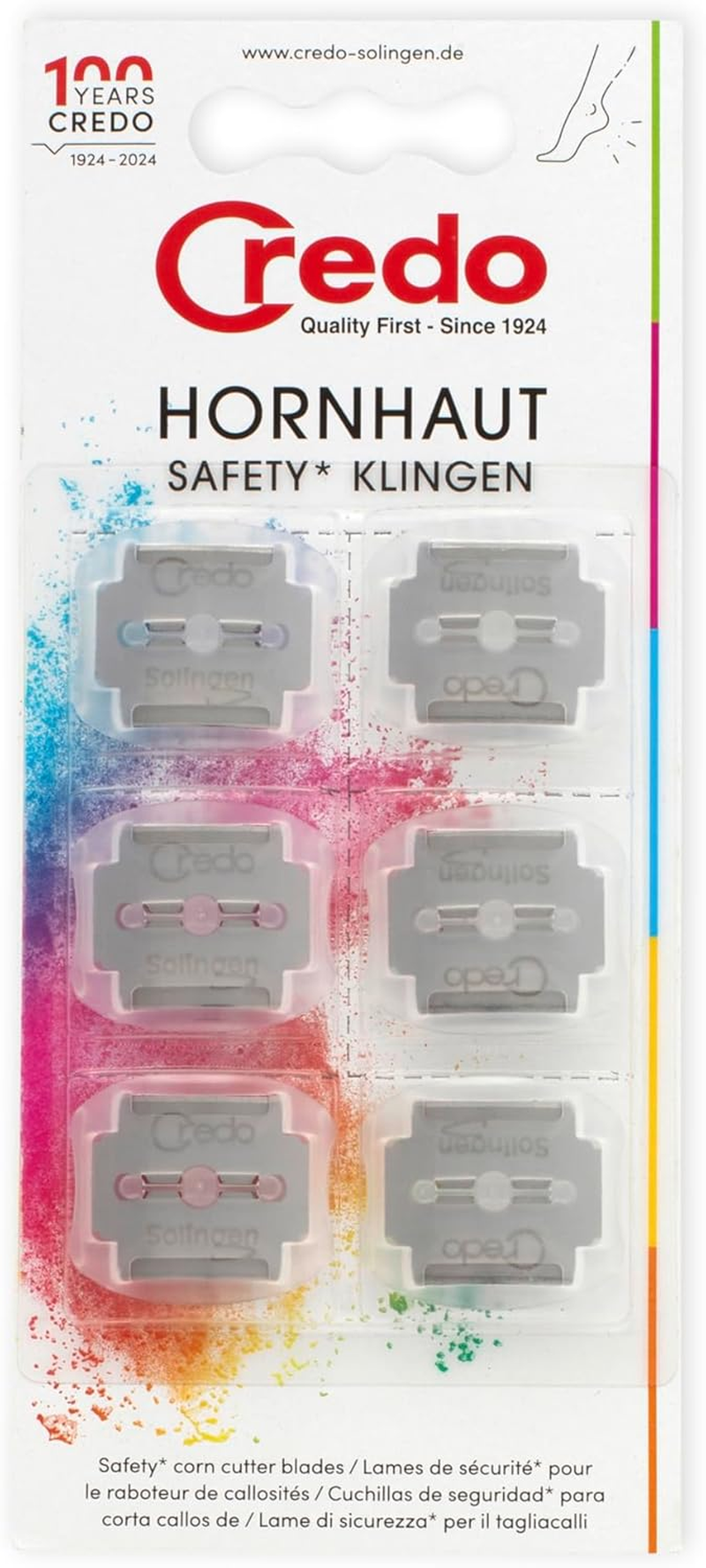 Credo Solingen Blades for Hard Skin Safety Smoother, Blister Pack of 6