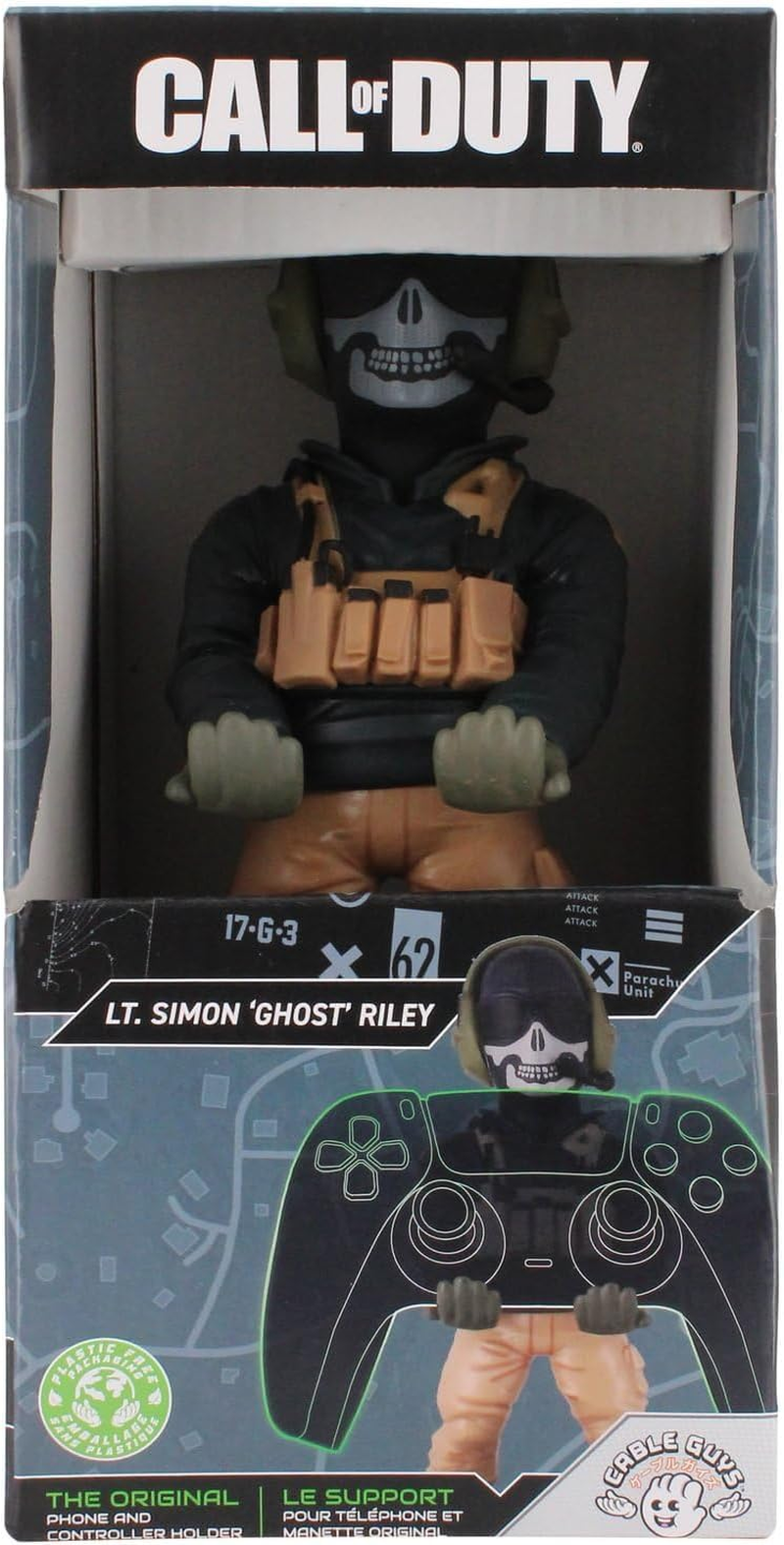 Power up Factory Exquisite Gaming: Call of Duty: Lt. Simon "Ghost" Riley - Original Mobile Phone & Gaming Controller Holder, Device Stand, Cable Guys, Licensed Figure image number 3