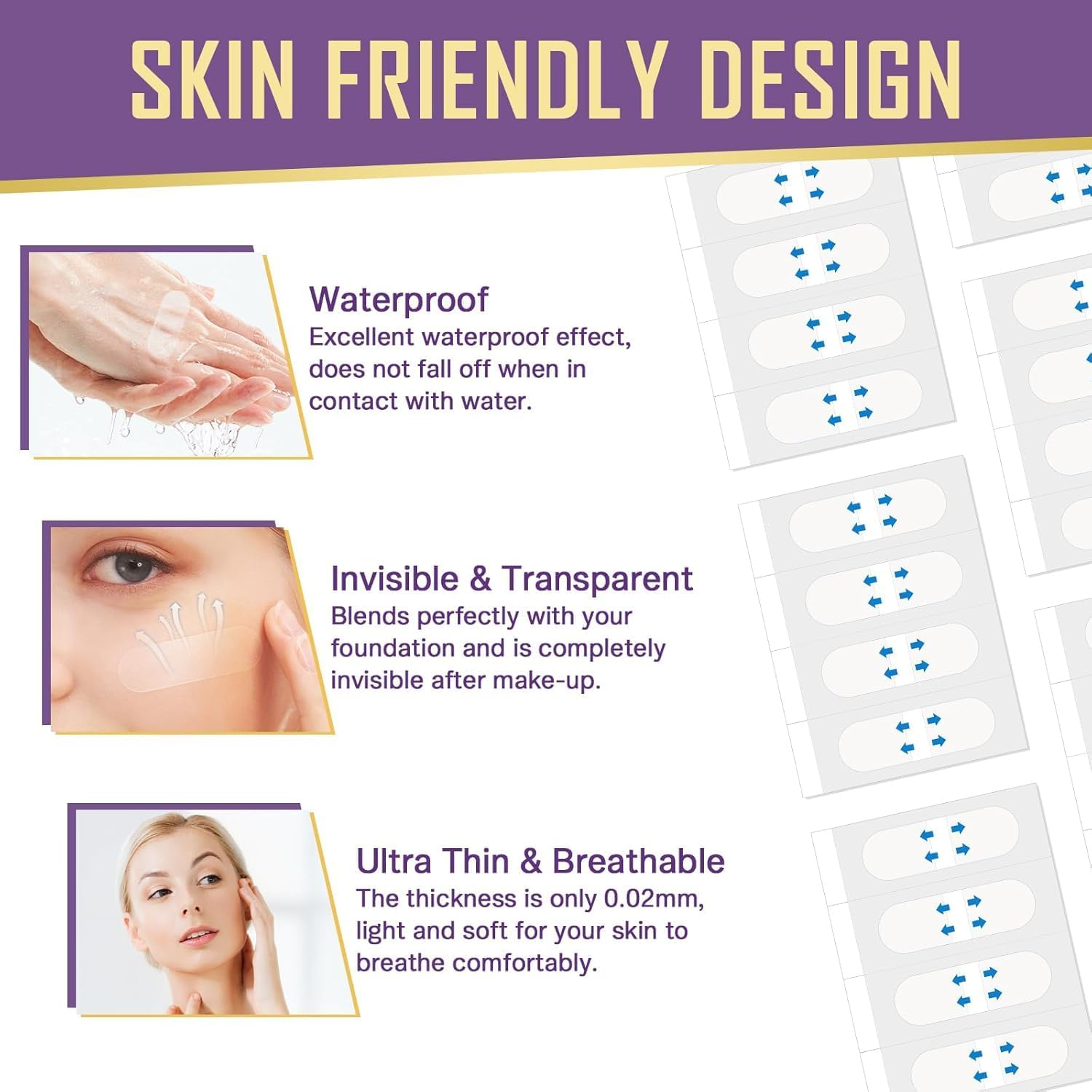 120 PCS Face Lift Tape Invisible,Face Skin Tape for Wrinkles Overnight,Neck & Forehead Wrinkle Patches,Instant Face Lift & Shape V Face, Hide Wrinkles & Double Chin image number 1