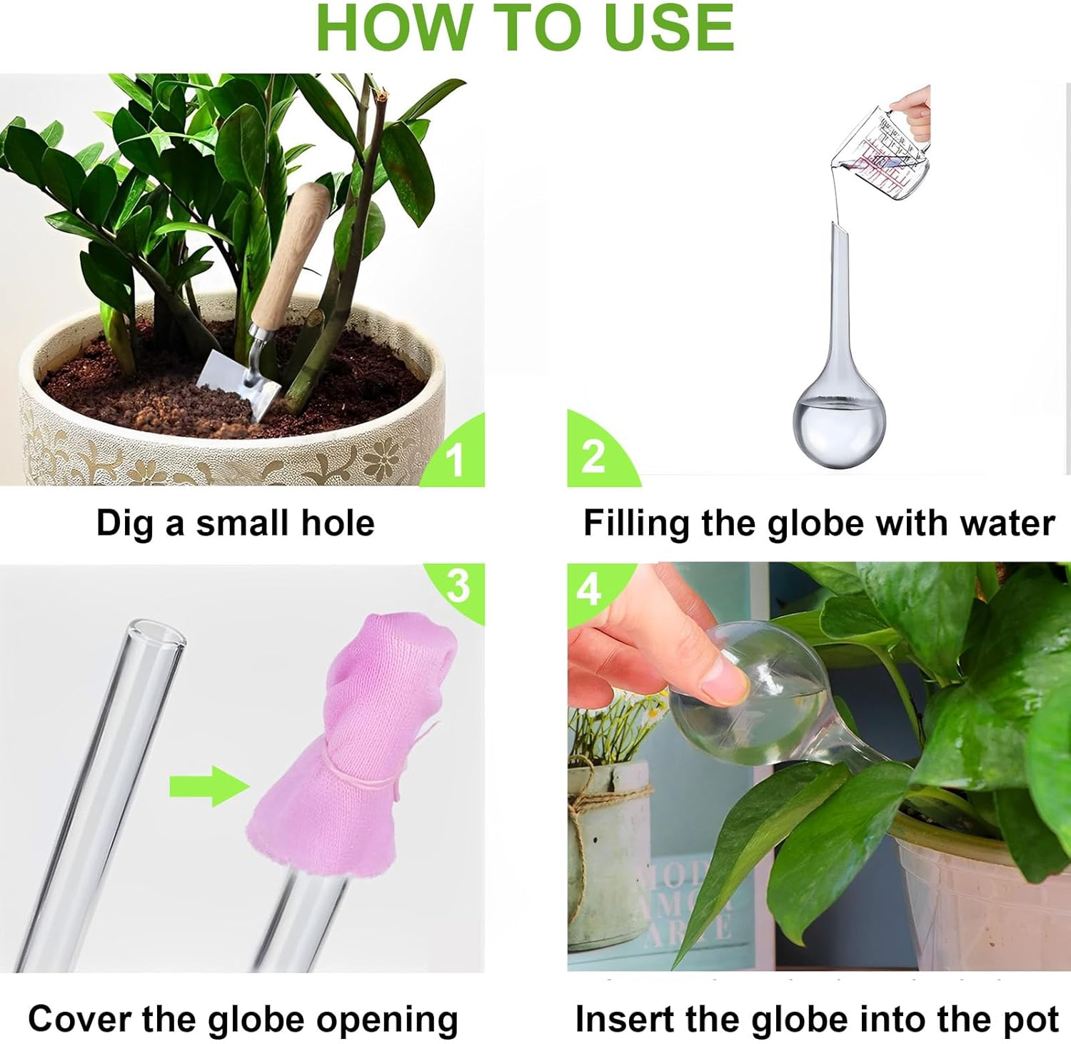 Plant Watering Bulbs for Indoor Plants 12 Pcs, Self Watering Globes Water Bulb for Indoor Outdoor Plant, Self Watering Planter Insert