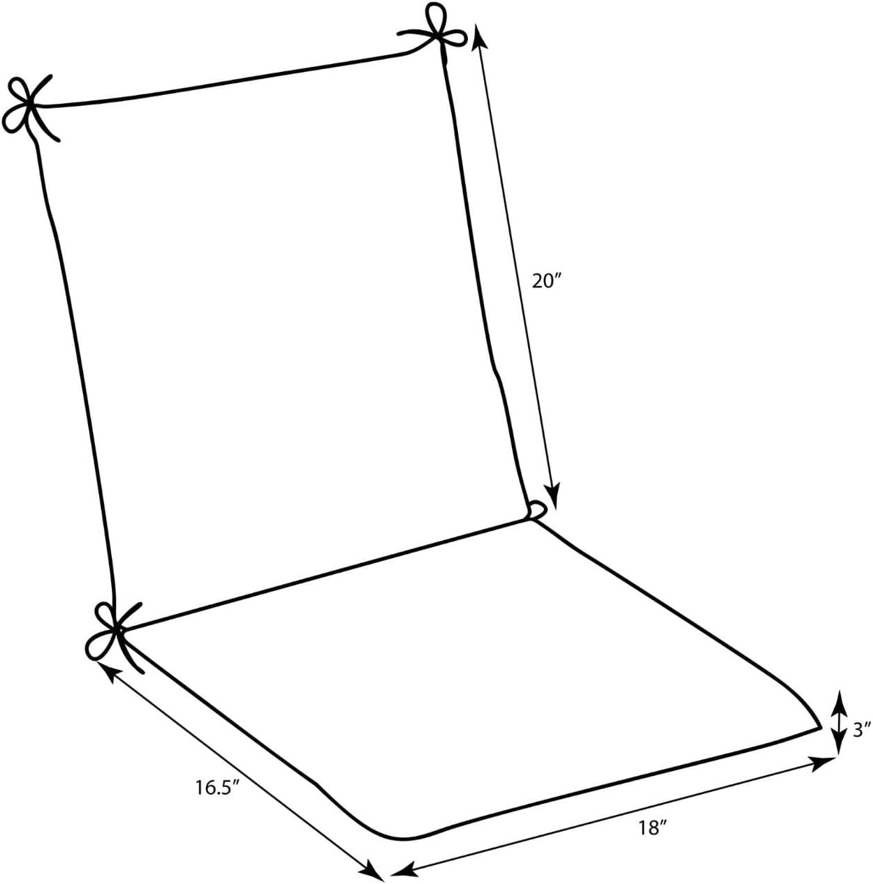 Pillow Perfect 611143 Outdoor/Indoor Sophia Graphite Square Corner Chair Cushion, 36.5" X 18", Black image number 4