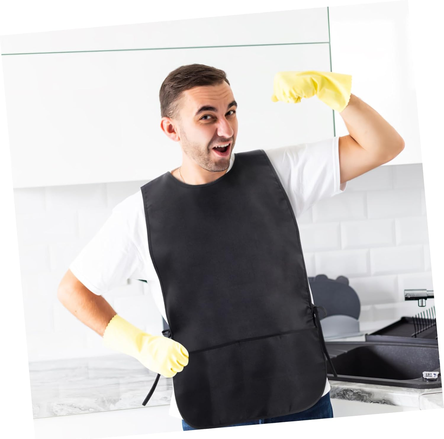 MUCKLILY Unisex Hairdressing Apron Heavy Duty Stain Resistant Hair Stylist Apron for Salon and Home Use for Hair Cutting and Cleaning Tasks image number 2