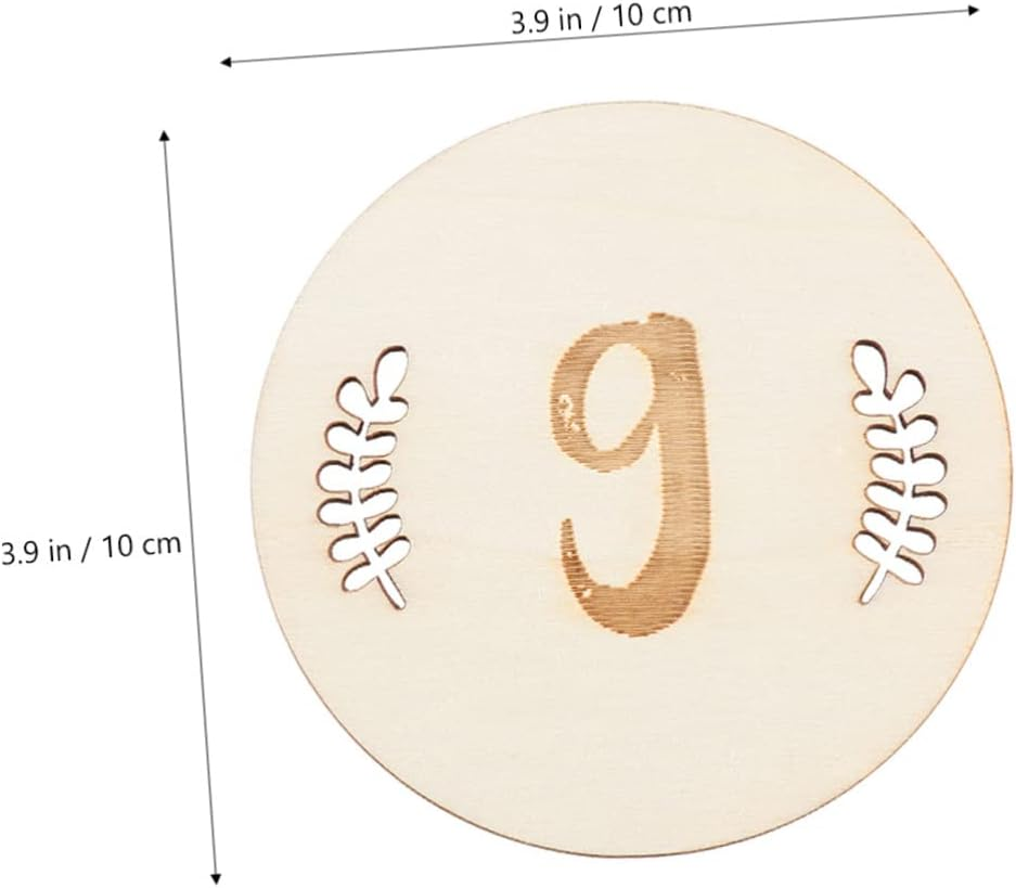 Yardwe 24 Pcs Birth Month Number Cards Wooden Leaves Design Milestone Photography Props for Newborns Monthly Keepsake Shower Gift image number 2