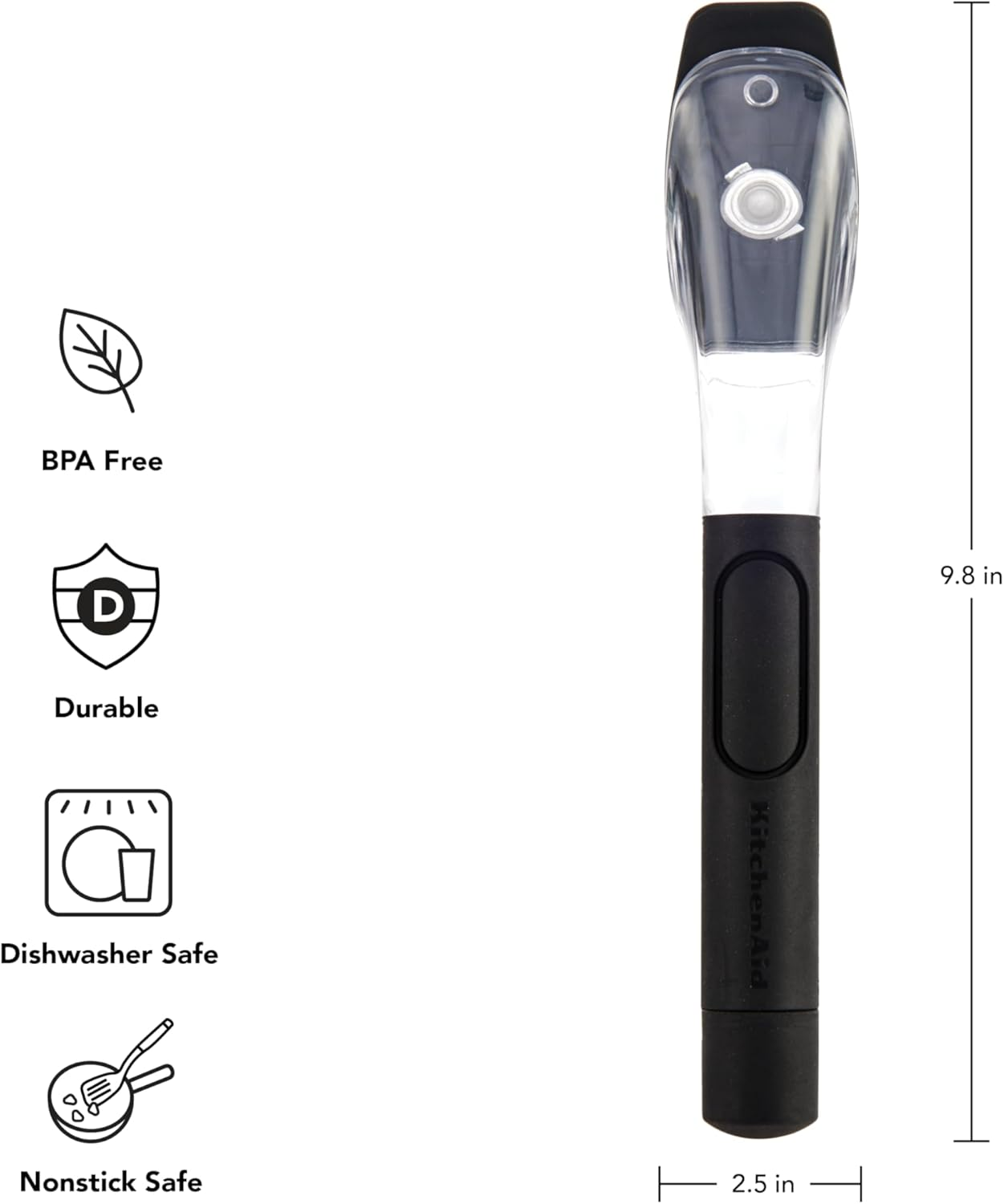 Kitchenaid Soap Dispensing Sink Brush with Easy to Fill Handle, Nylon Bristles for Tough Cleaning, Comfort Grip Handle for Non Slip Grip, Black image number 3