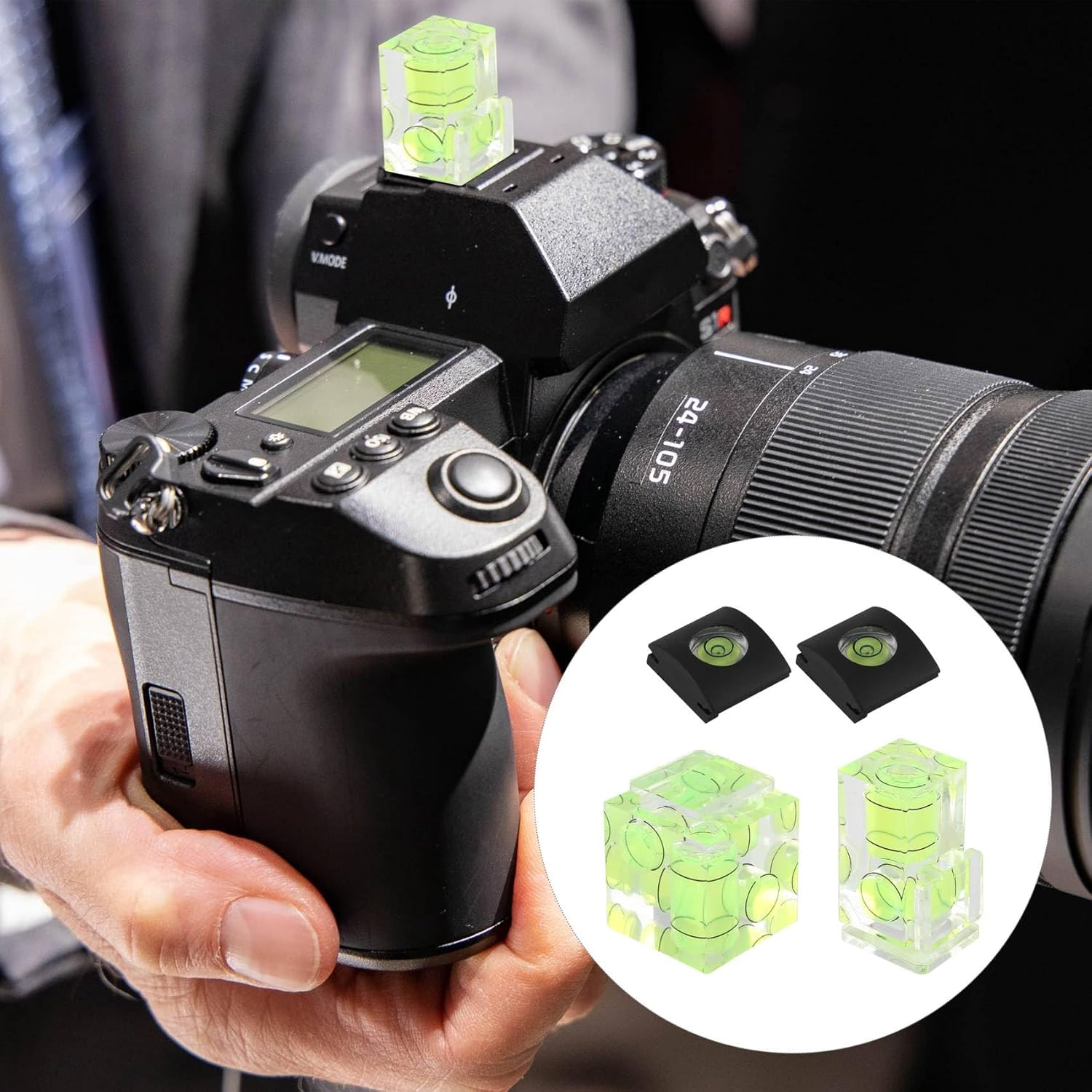Hot Shoe Level,Camera Bubble Level Hot Shoe Bubble Level Combo Pack 3 2 1 for DSLR Film Camera (4Pack) image number 1