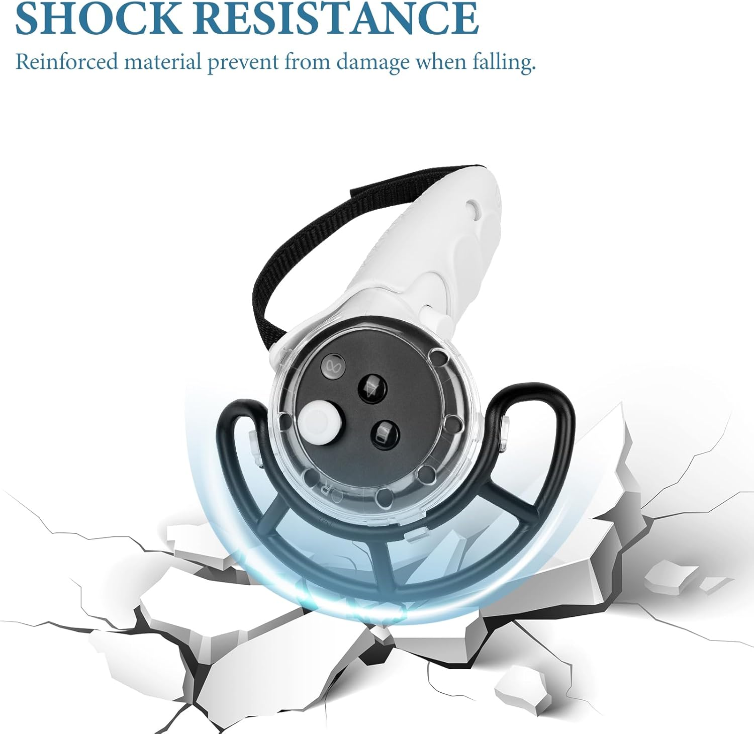 Geekria Anti-Collision Protection Frame Cover Set Compatible with Meta Q3, VR Controller Grips Cover, PC Clear Cover with Knuckle Strap Rocker, Handle Bumper Guard Set (White, 1 Pair)