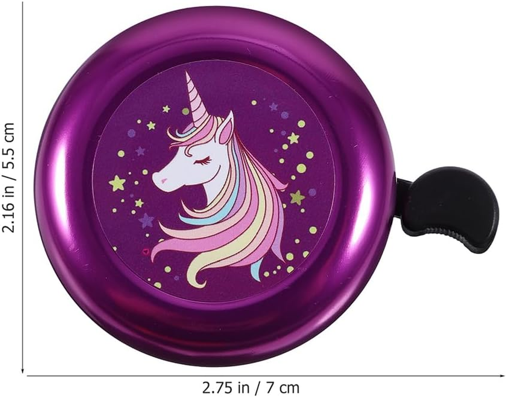 Homoyoyo 2Pcs Bike Bicycle Bell Horn Unicorn, Bike Bell Purple Bicycle Bell, Girls Bike Bell Cartoon Bell Child Plastic Purple with Loud Crisp Clear Sound for Adults Boys Girls Bike image number 4
