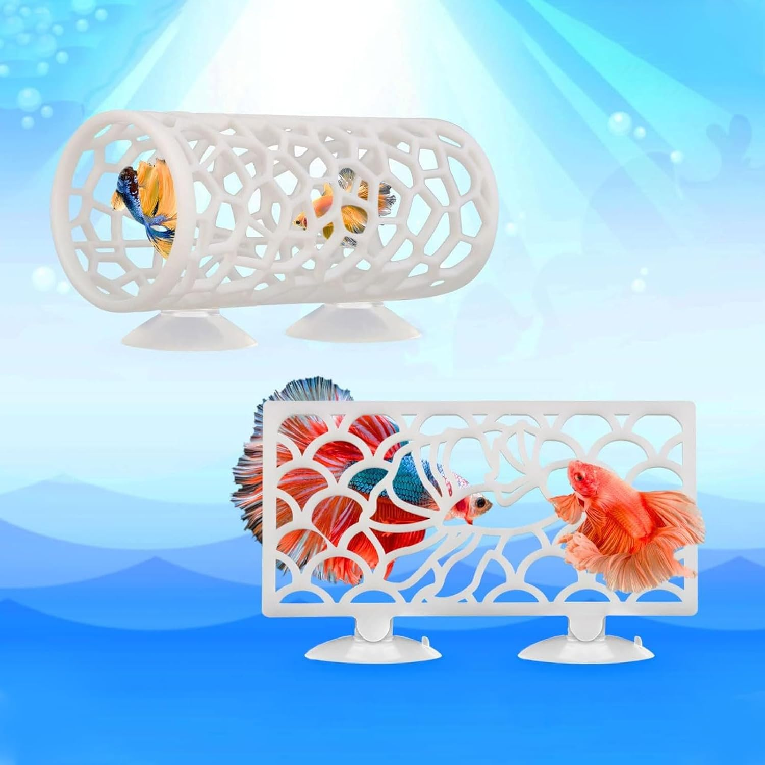Betta Fish Tunnel, Safe Hollow Design Betta Sleeping Tube Betta Tunnel Swim Tube, Shrimp Guppies Hideout Betta Shelter Toys, Betta Fish Tank Accessories Decorations (White)