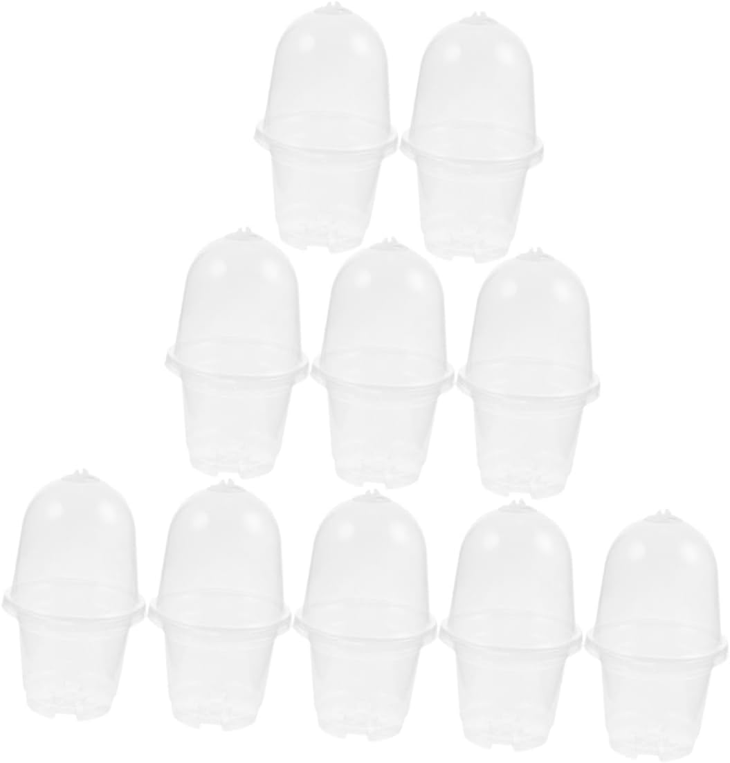 Yardwe 10Sets Moisturizing Flower Pot Plastic Plants Planter Nursery Pots Lids for Seedling for Indoor Planting and Garden Supplies image number 4