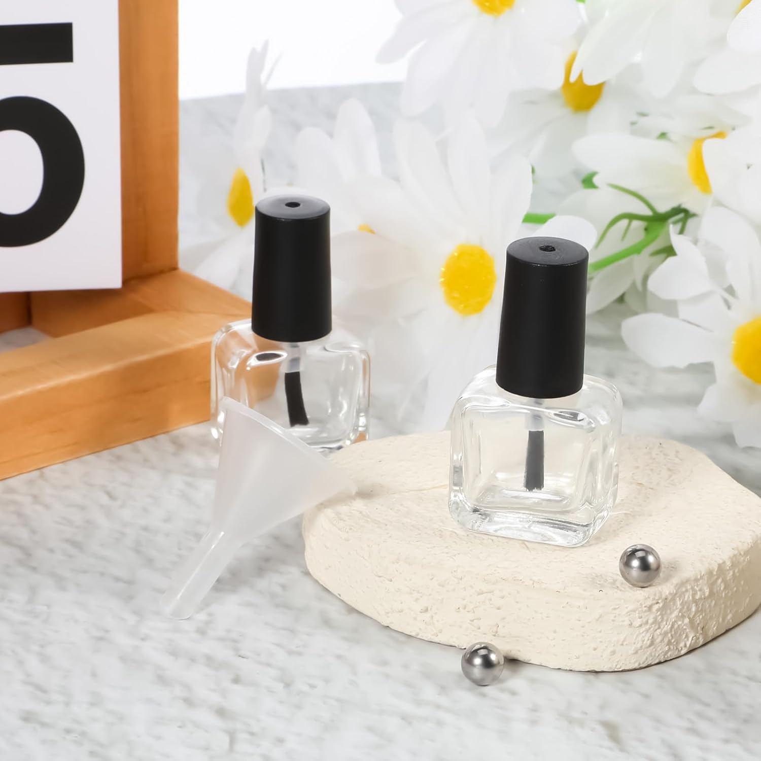 Alrhso 4Pcs Empty Nail Polish Bottles with Brush 5ML Small Glass Gel Polish Bottles Nail Refill Bottle Clear Nails Bottle with Applicator for Liquid Fingernail image number 4