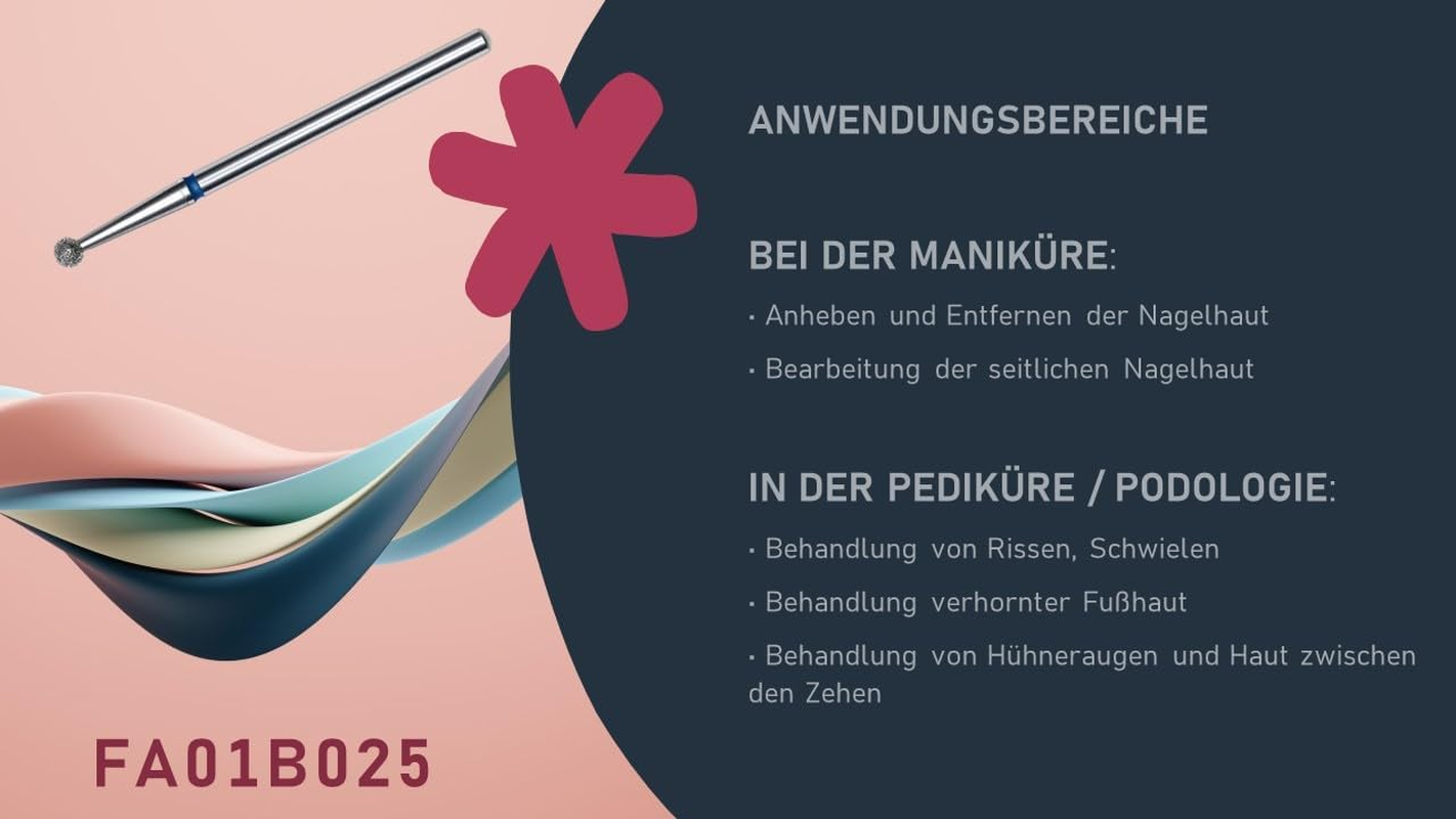 STALEKS PRO Expert Diamond Nail Drill Bit (Ball, Blue, 2.5Mm) &ndash; Medium Grit 120 Multi-Purpose Bit for Hardware Manicure & Pedicure, Pterygium & Cuticle Removal image number 1