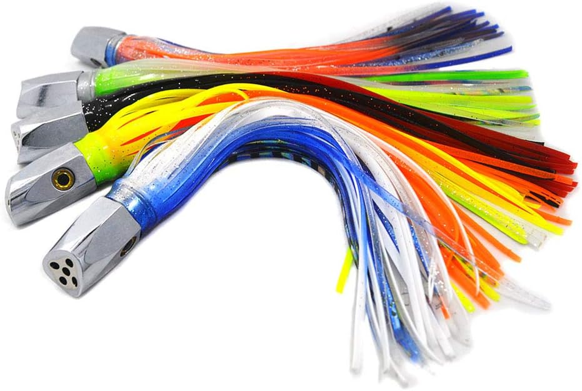 Kmucutie Set of 5 Pcs 8 Inch Trolling Skirt Lures Marlin Tuna Dolphin Mahi Durado Wahoo Big Game Deep Sea Fishing Lure image number 4