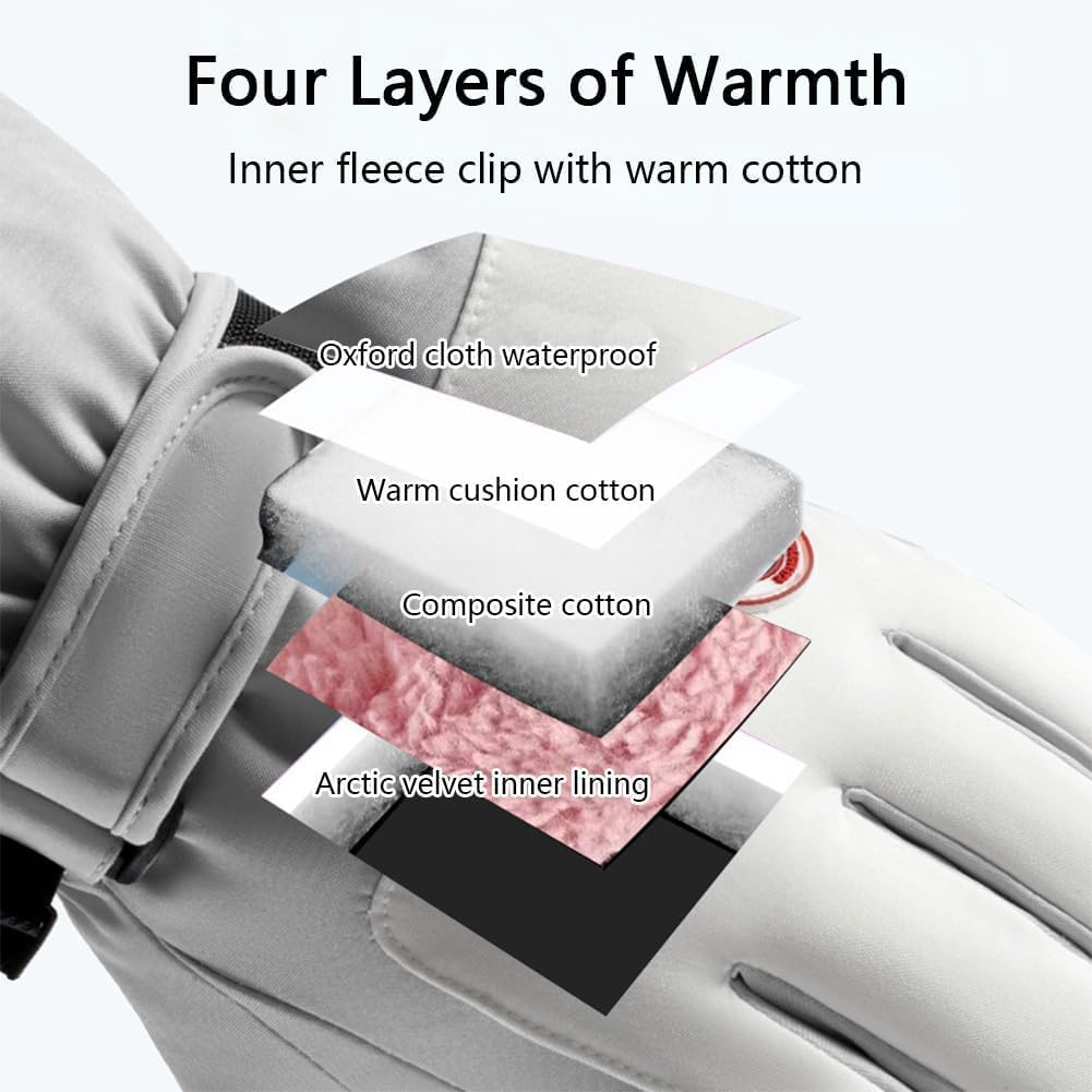 ZANZER Ski Gloves, Winter Touchscreen Snow Gloves Winter Gloves Women for Cold Weather, Windproof Snowboard Gloves for Ski Driving Cycling Hiking Running image number 2
