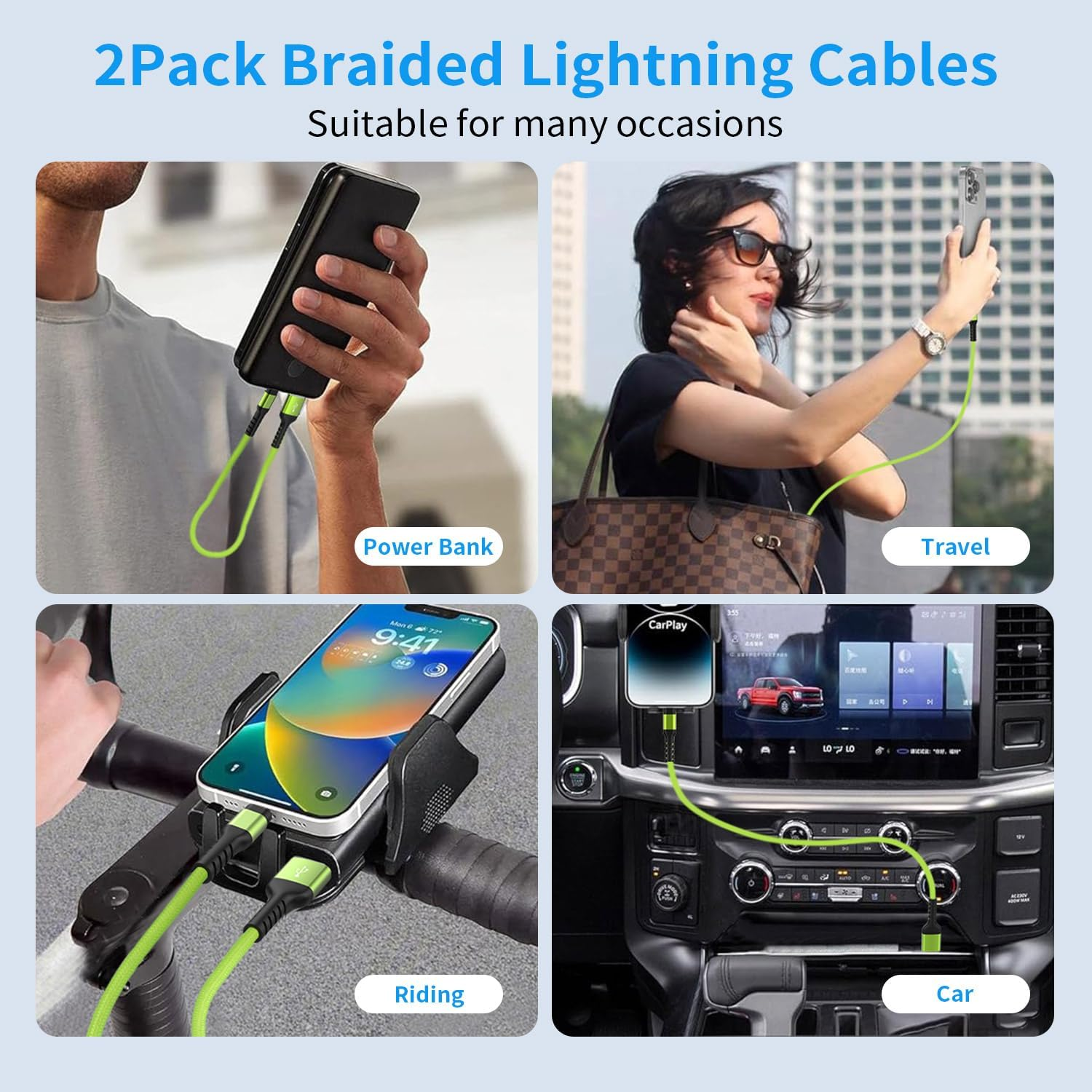 GOPALA Iphone Charger Cord 0.3M, 2Pack Short Lightning Cable for Car Fast Charging Braided USB to Lightning Cable Compatible with Apple Iphone 14 13 12 11 Pro Max 10 8 7 6 Ipad image number 1