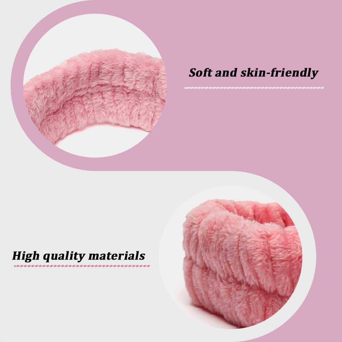 Spa Face Headband, Pack of 3, Coral Fleece Makeup Hair Bands, Elastic, Cosmetic Headband, Wide Brim Coral Fleece, Hair Band, Wrist Sweatband, Cosmetic Headband, for Shower, Skin Care, Sports image number 2