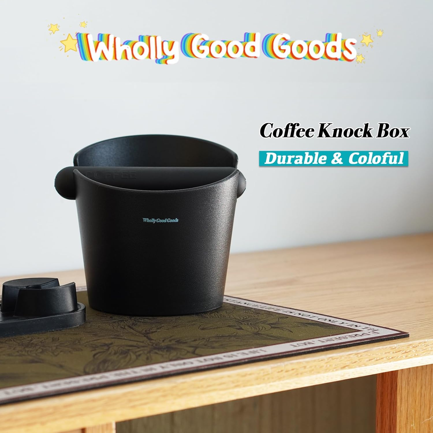 Coffee Knock Box for Coffee, ABS Coffee Grind Knock Box, Shock-Absorbent Durable Coffee Espresso Knock Box Dump Bin Grind Waste Removable Detachable Knock Bar and Non-Slip Base Colors (Black) image number 6