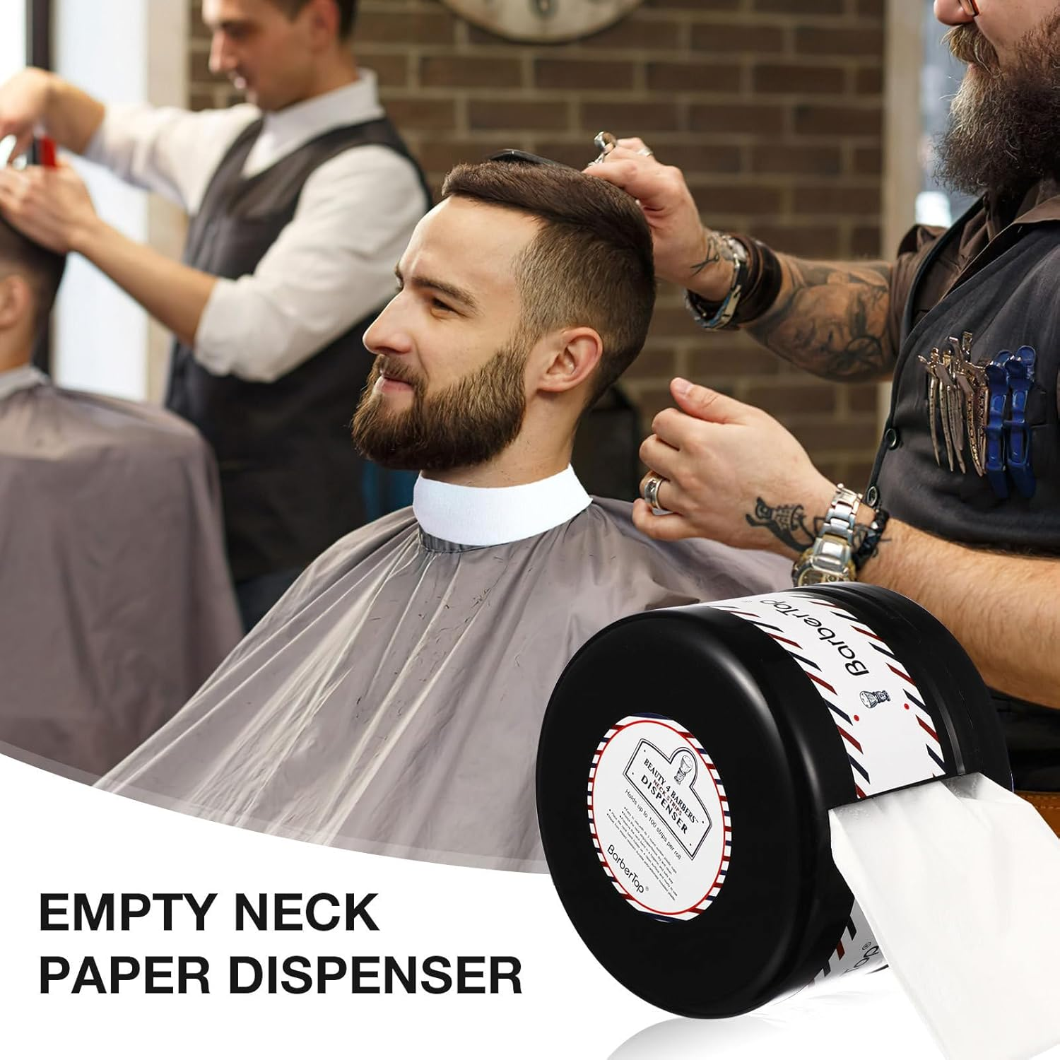 Uonlytech Neck Strips Dispenser, Neck Roll Paper Box Paper Barber Neck Strips Holder Neck Cover Paper Container with Suction Cup Base for Salon Haircut image number 4
