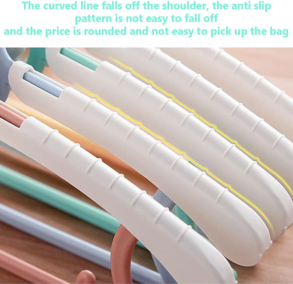 MOTRAIN 60-Pack Extendable & Stackable Kids Hangers, Non-Slip Plastic Baby and Toddler Clothes Hangers with Plastic Hanger Straps, Stretchable 11-14 Inch, Mix Colors Space-Saving Design image number 3