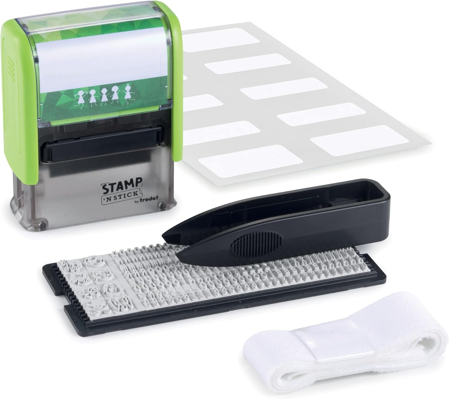 Trodat'S Stamp 'N Stick - Typo DIY Rubber Stamp - Create Your Own Custom Textile Stamp - Dermatologically Tested - Ideal for Marking Kids Clothing and Belongings with Their Name and Fun Icons image number 5