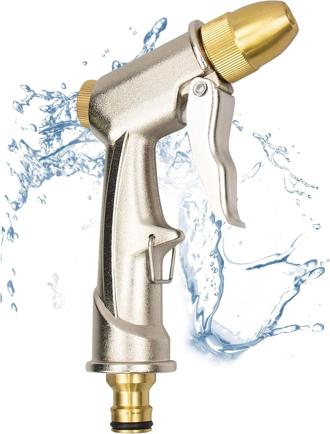 Garden Hose Spray Gun with Full Brass Nozzle, Heavy Duty Metal Water Gun, High Pressure Spray Nozzle Hose Spray Gun for Car & Pet Washing, Plants Watering, Lawn and Garden Cleaning image number 1