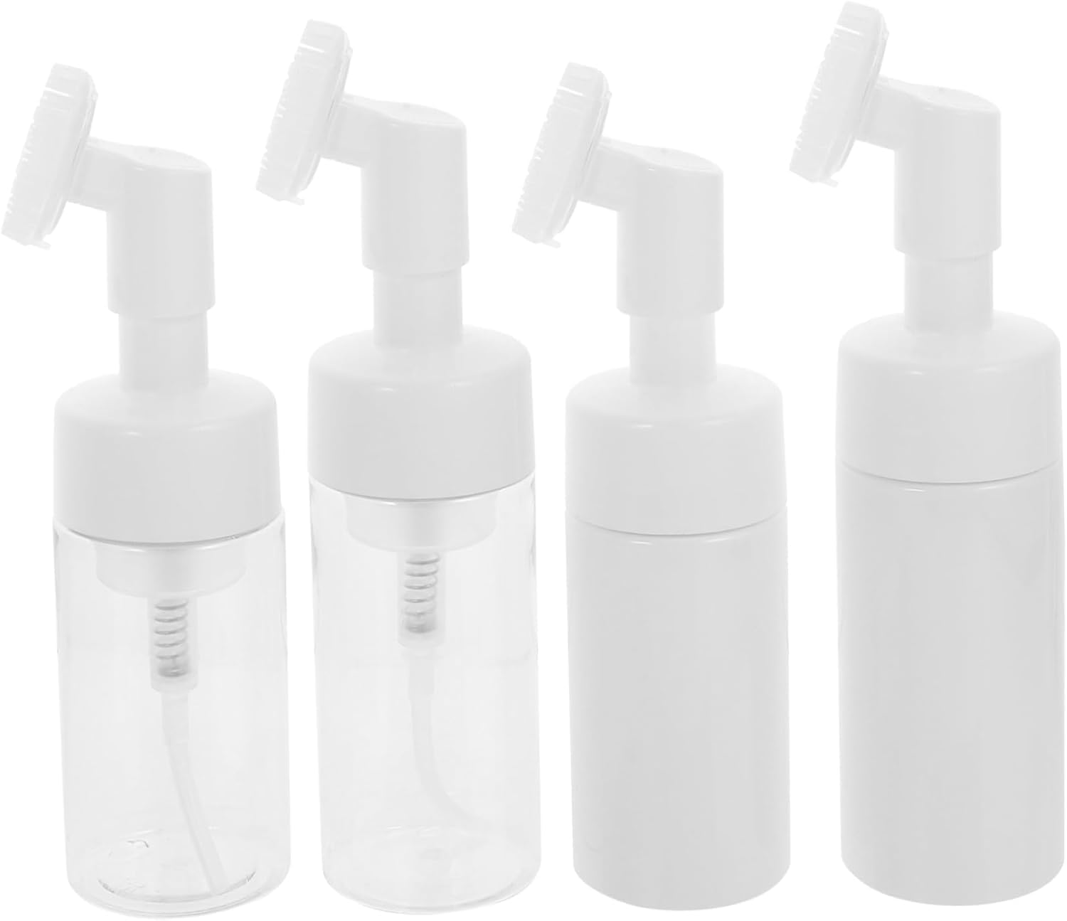 4Pcs Cleansing Bottle Body Wash Container Brush Travel Lotion Container Mini Bubble Bottle Brush Head Bottle Empty Bottle Plastic Face Massage Brush (White, Pack of One) image number 5