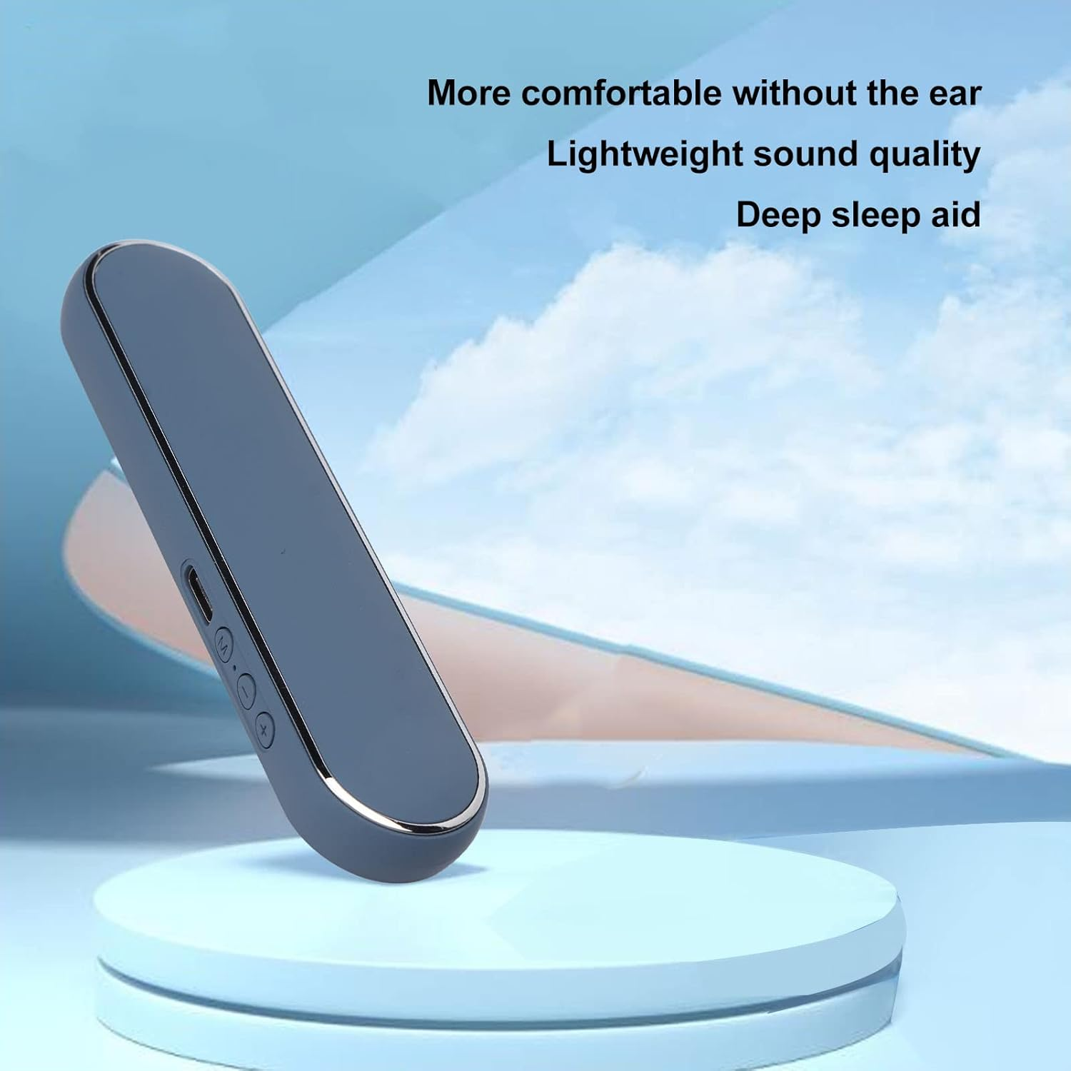 Bone Conduction Bluetoth Pillow Speaker, Portable under Pillow Speakers Volume Control Timer Function Bluetooth Wireless Sleep Aid Sound for Sleep Aid (Blue)