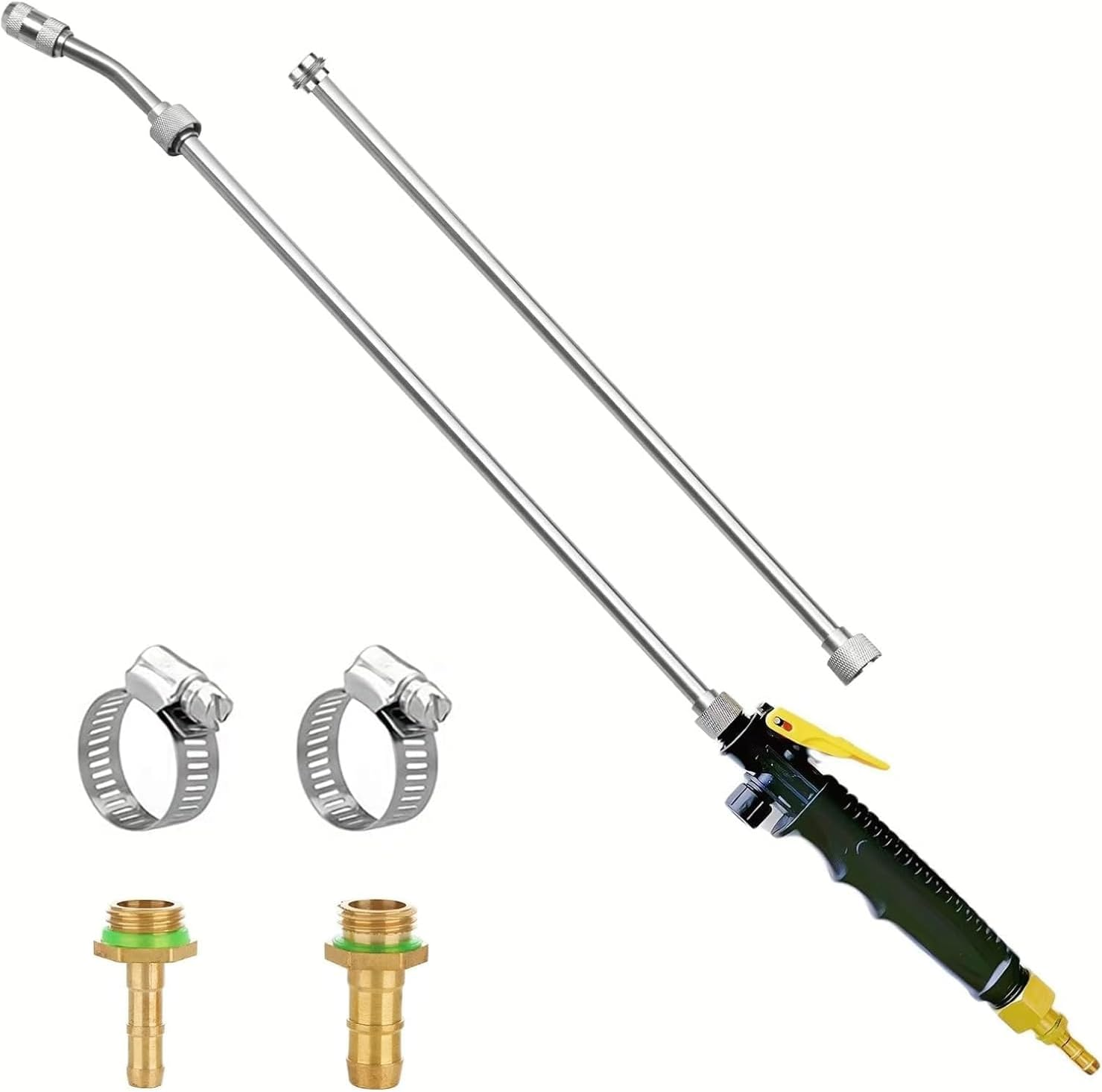Adjustable Universal Sprayer Wand with 3/8" Brass Barb, Stainless Steel Replacement with Shut off Valve (44 Inches)