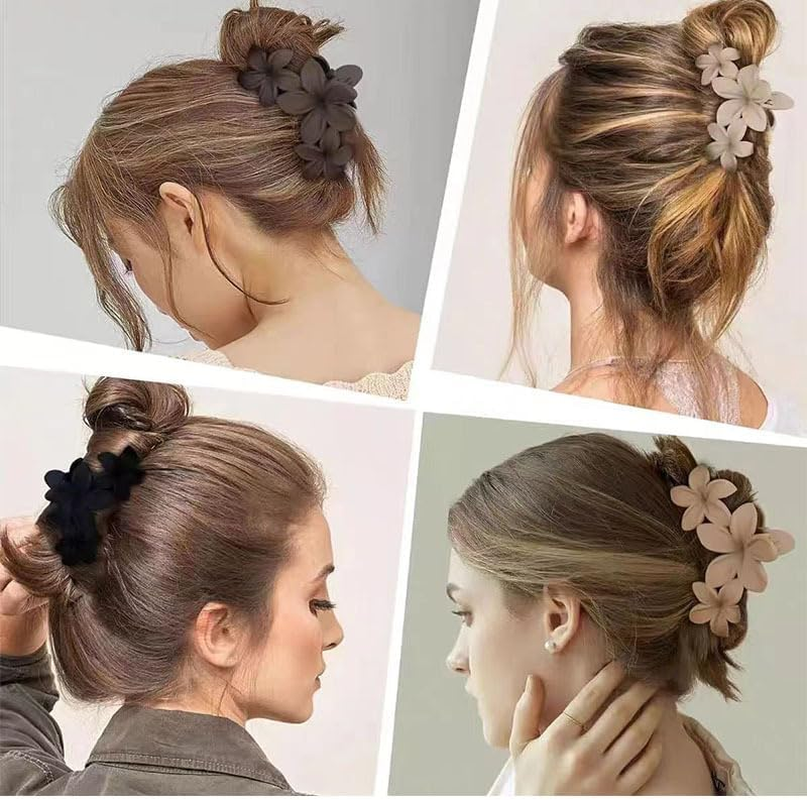 Flower Hair Clips for Women, 4 Pack Flower Hair Claw Set, Non-Slip Flower Hair Claws, Strong Hold Girls Hair Clip for Medium Thick Hair, Eggplant Flower Hair Accessories for Straight/Curly/Wavy Hair image number 2