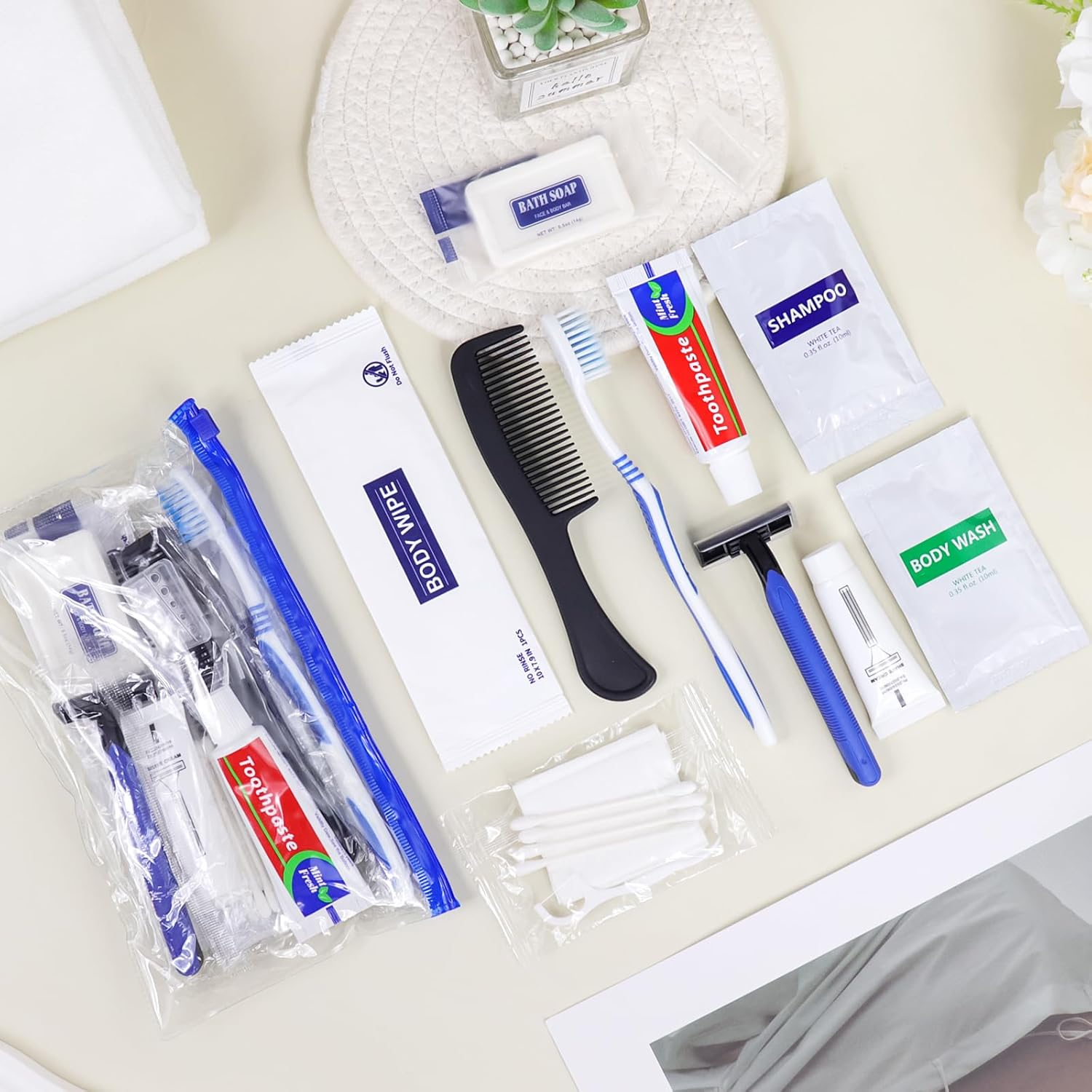 Basic Toiletry Kits, Individually Packed, Personal Hygiene Bulk Homeless Care Package Supplies, Travel Size for Men Women Charity, Disposable Toothbrushes with Toothpaste Set image number 4