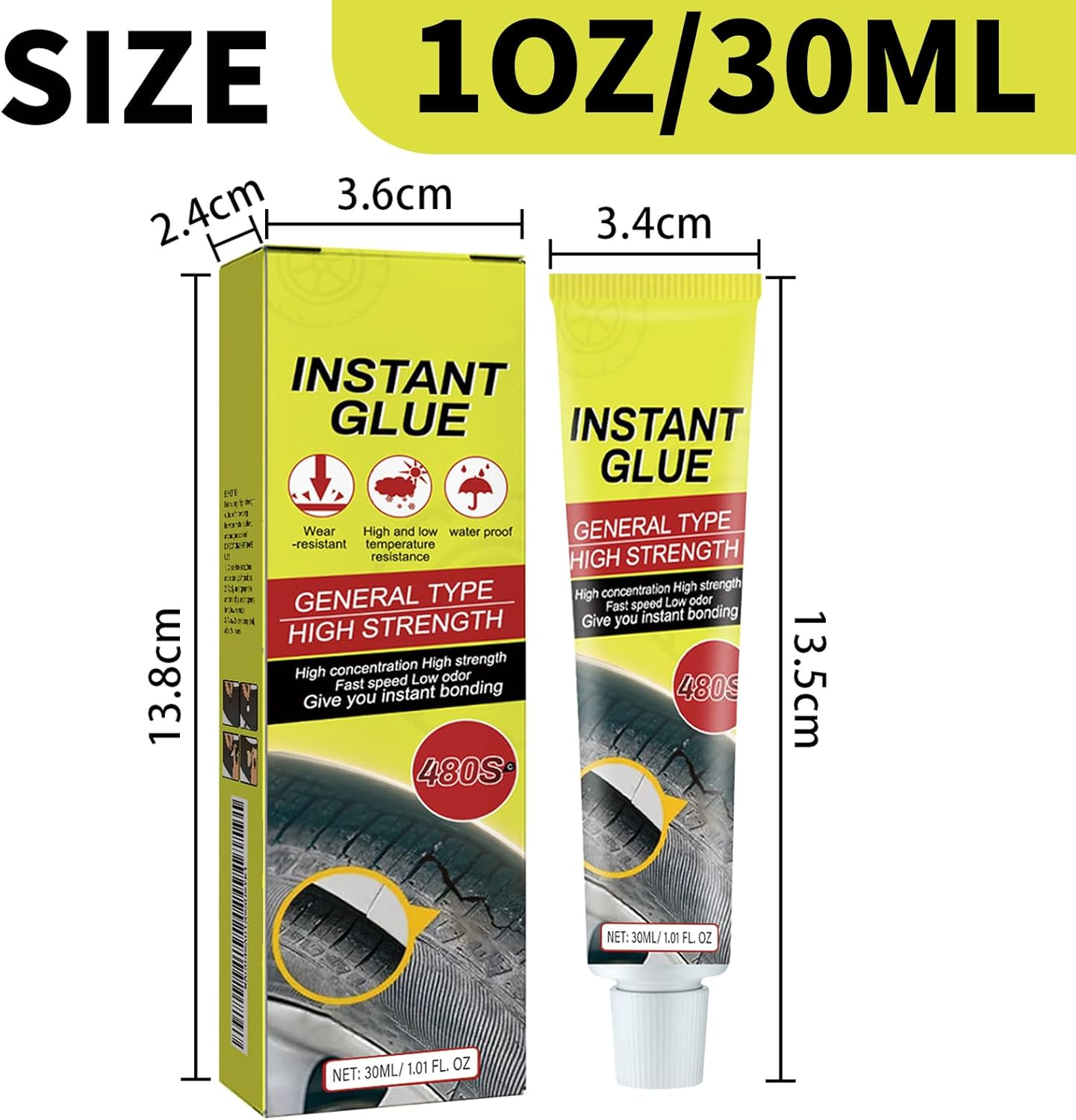 Black Tire Glue, Tire Repair Glue, Rubber Cement Tire Repair, Suitable for Repairing Tires of Cars, Motorcycles, and Bicycles(1 Oz) image number 5