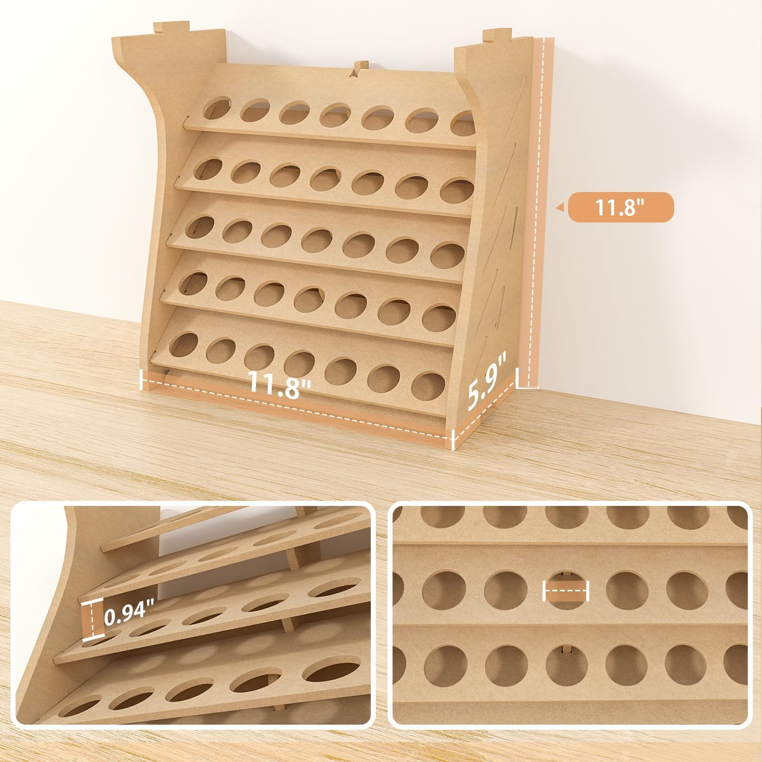 Wooden Painting Organizer with MDF Material for 35 Bottles Paint, Craft Painting Stand Suitable for Tamiya/Vallejo/Citadel, GK11 (Can Be Combined with Other Models image number 1