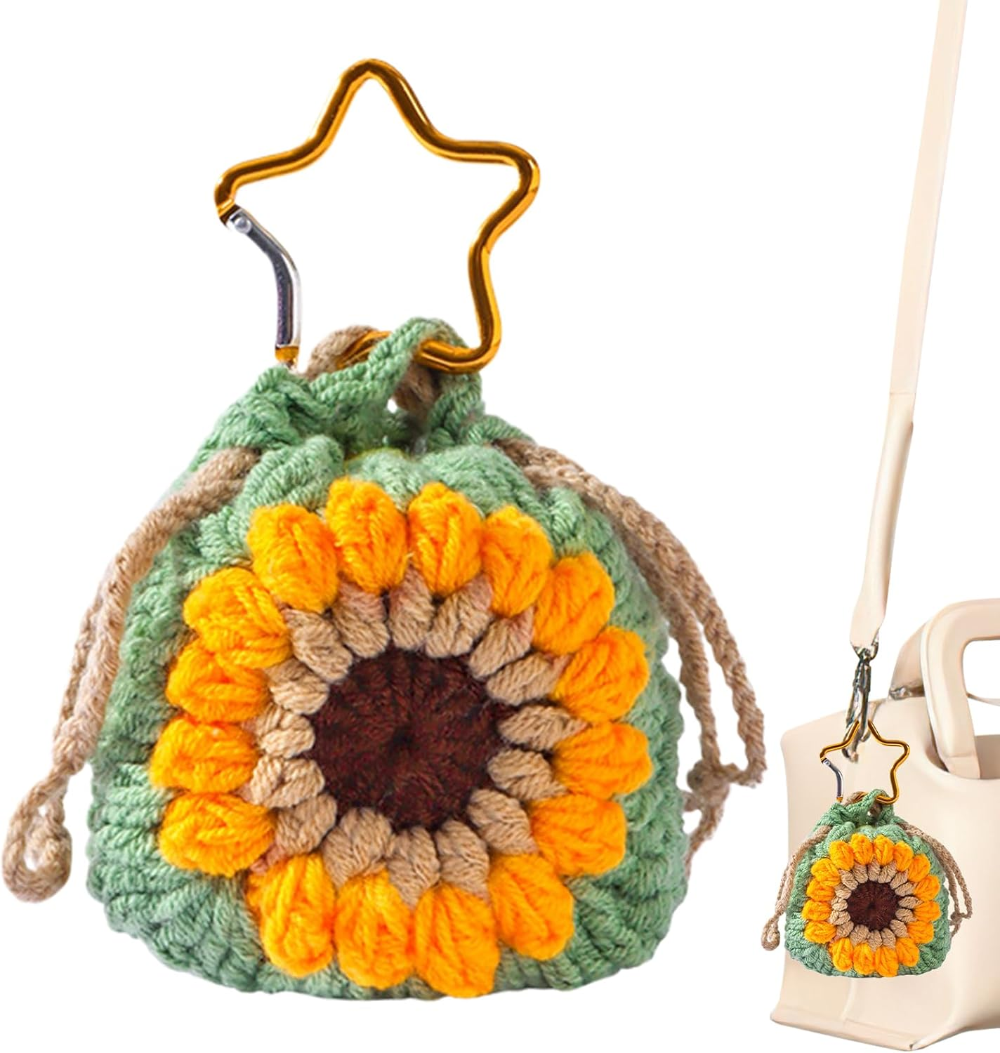 Wjnflqn Coin Bag Key Ring - Sunflower Key Ring | Secure Protective Bag for Cards and Keys When Travelling School Handbag image number 4