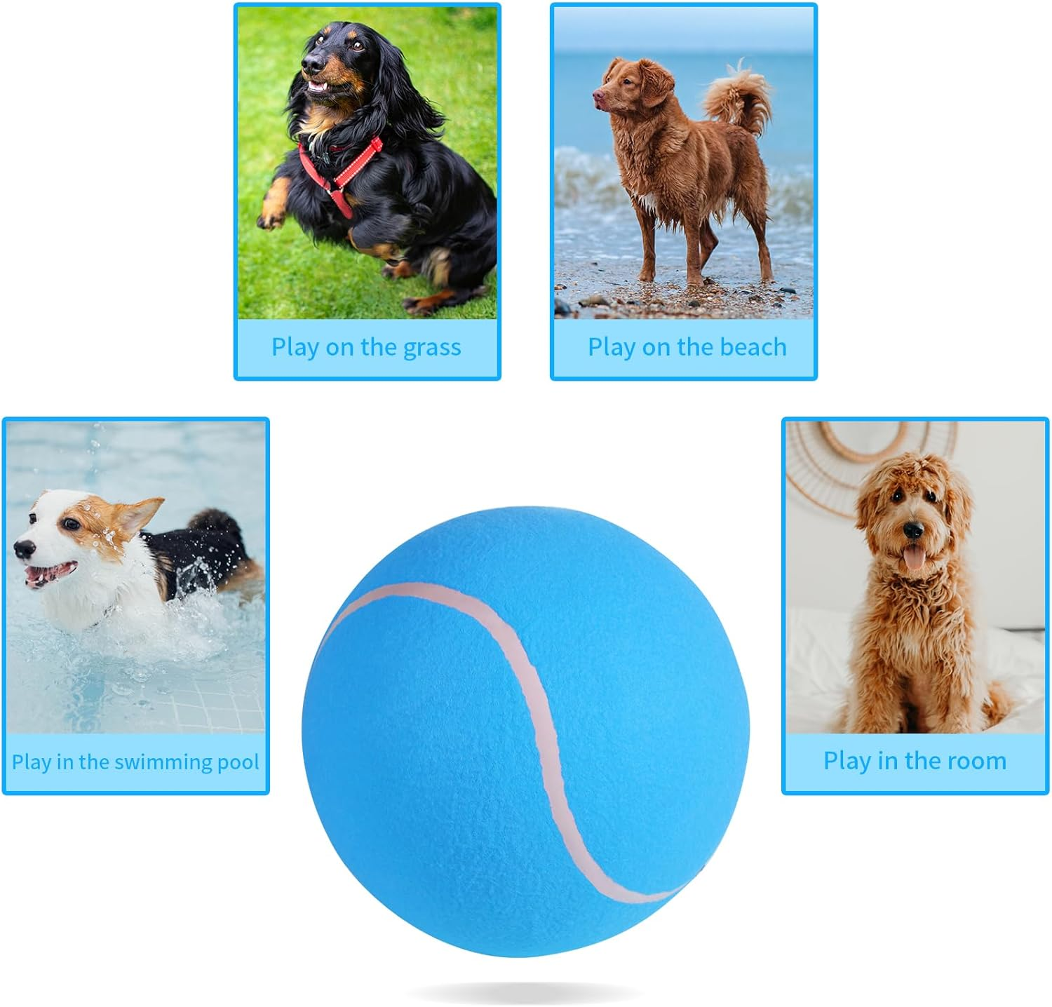Susu & Wuwu Giant Tennis Ball for Dogs Yellow Big Tennis Ball for Dog Birthday Gift 9.5" Pet Toy Balls for Small/Medium/Large Dogs - Orange image number 3
